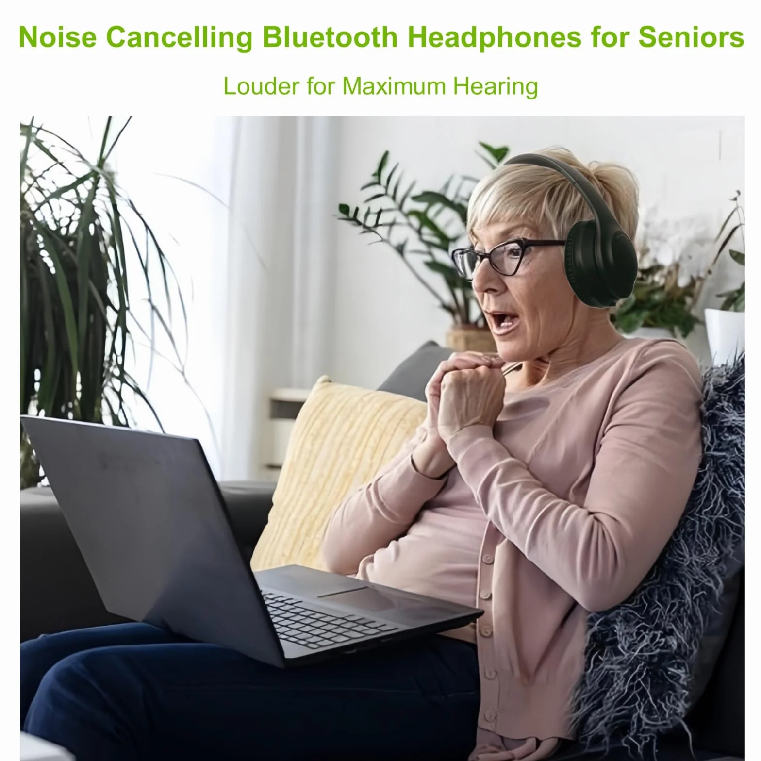Bezprzewodowe słuchawki z nadajnikiem do oglądania telewizji, redukcja szumów, słuchawki telewizyjne dla seniorów, dźwięk stereo HD, zestaw słuchawkowy Bluetooth, bez opóźnienia dźwięku, czas