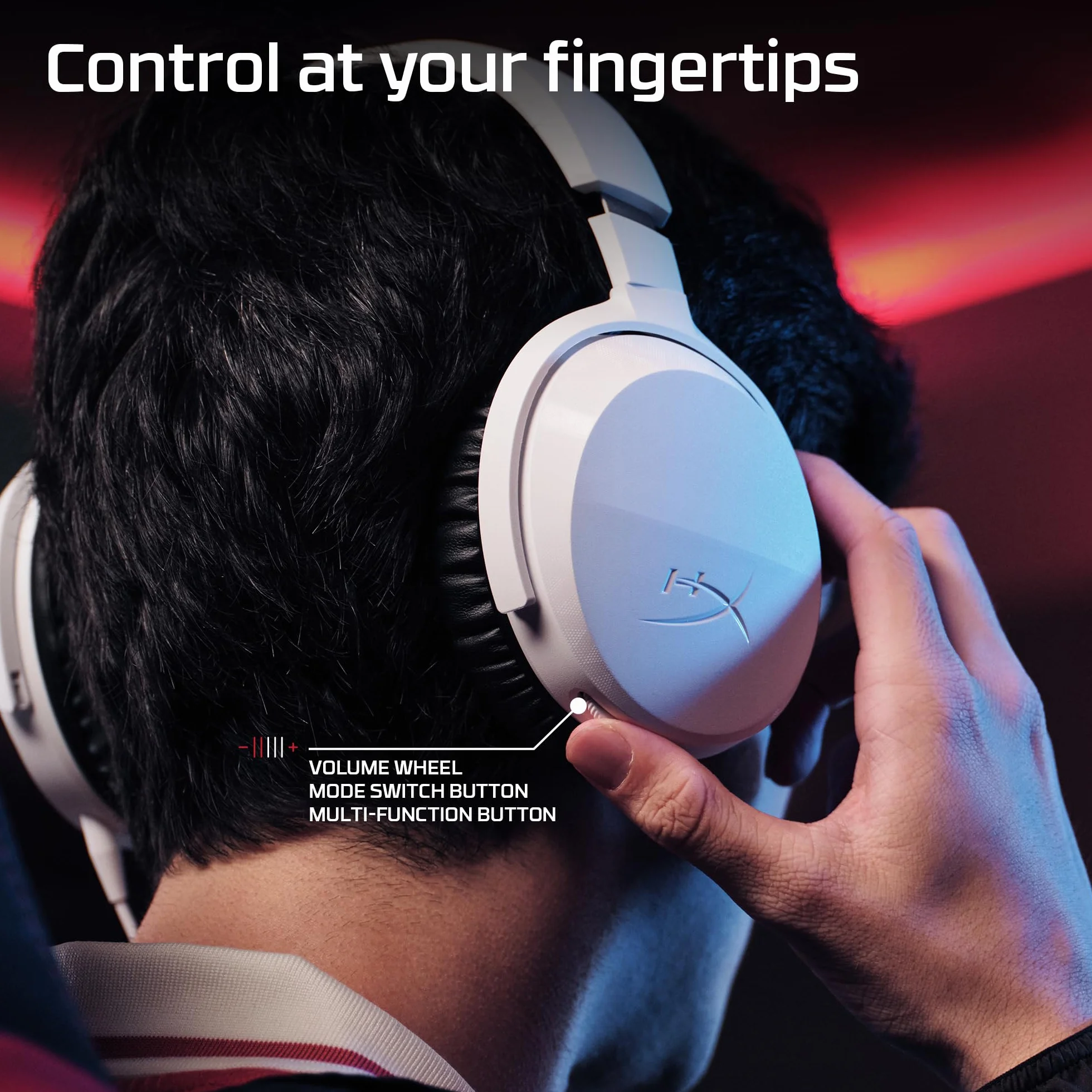 HyperX CloudX Stinger 3 Bezprzewodowy zestaw słuchawkowy do gier na PS5 | Bluetooth 5.2 i 2,4 GHz, do 80 godzin baterii, sterowniki 50 mm, mikrofon, biały