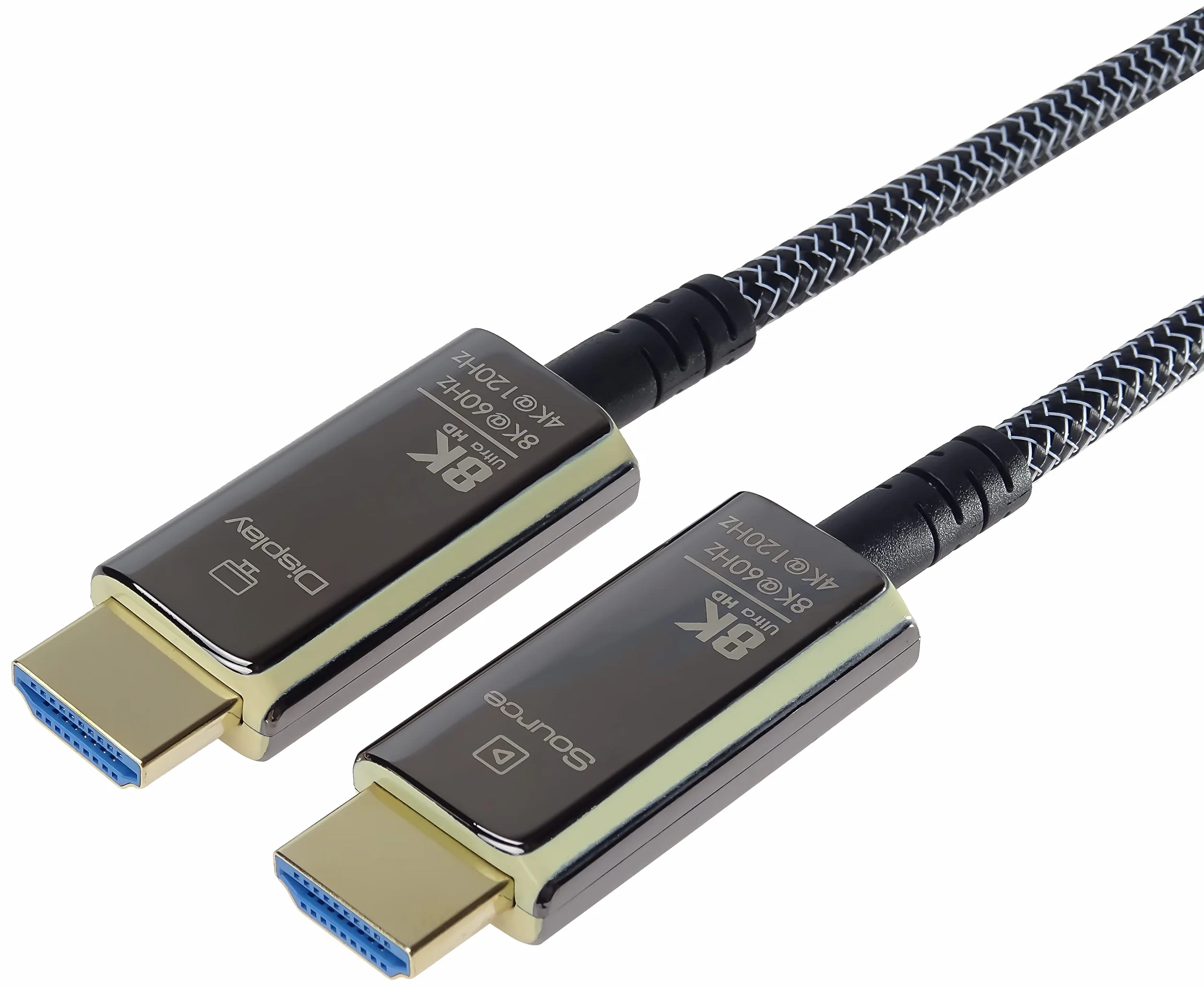 PREMIUMCORD 8K Aktywny Kabel Światłowodowy HDMI 2.1, Ultra High Speed 48 Gbit/s, 3D, EDID, ARC, HDR, Resolution 8K@60Hz 4320p, 4K@120Hz, Kompatybilny z PS5, Xbox X, PC, TV, Spłaty złota, Długość 10 m