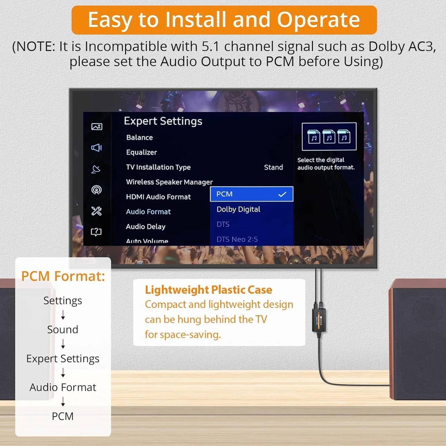 Neoteck DA Converter 192kHz DAC Converter 2.1m Kabel optyczny na RCA z wbudowanym wzmacniaczem audio Optyczny przetwornik cyfrowo-analogowy audio do telewizorów HD, dekoderów, odtwarzaczy DVD/Blu-ray