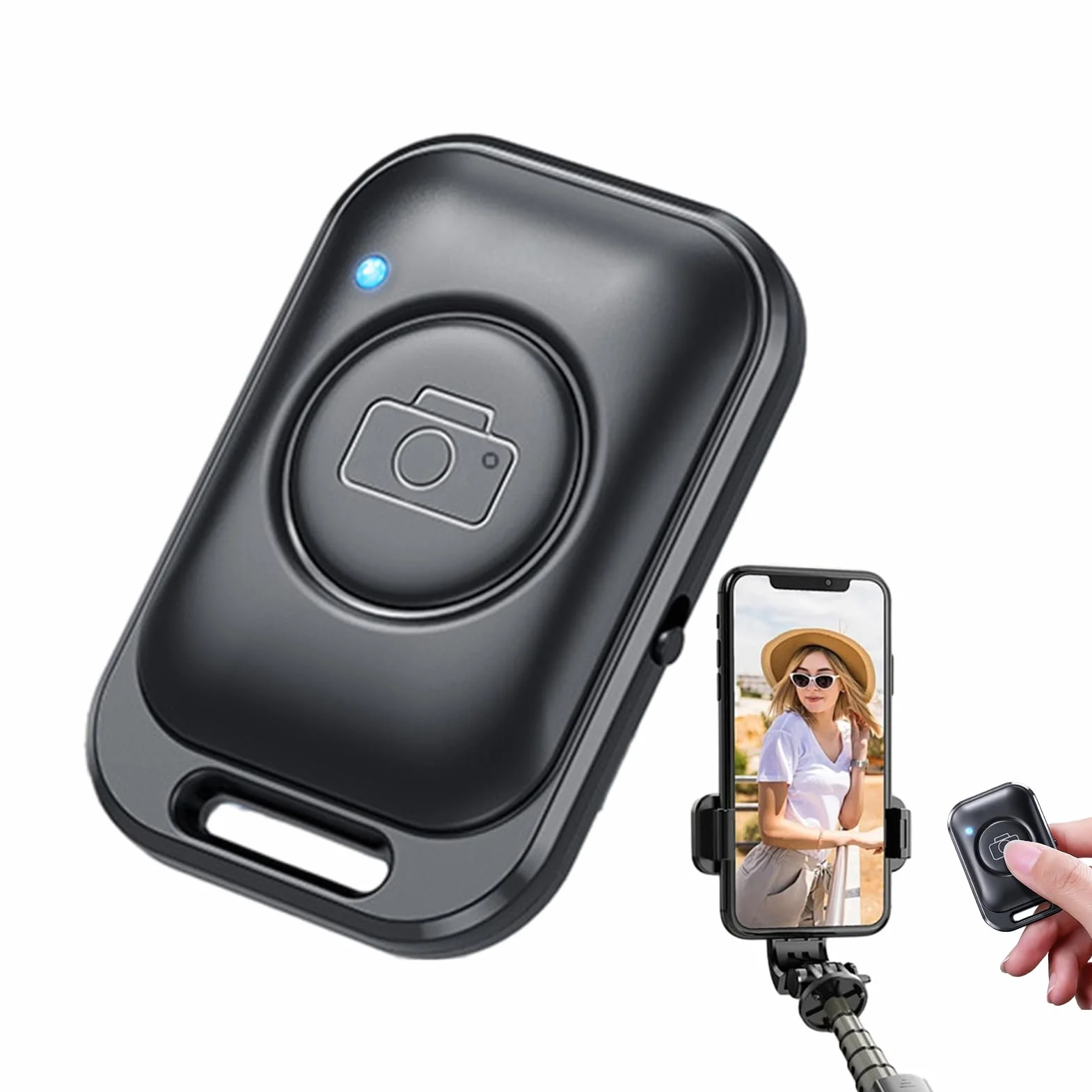 Bezprzewodowy pilot do aparatu, pilot zdalnego sterowania do telefonu, sterowanie kamer? w trybie ? ?nomówi?cym, sterowanie kamer? smartfona, przycisk selfie do telefonu, zdalna migawka Bluetooth do