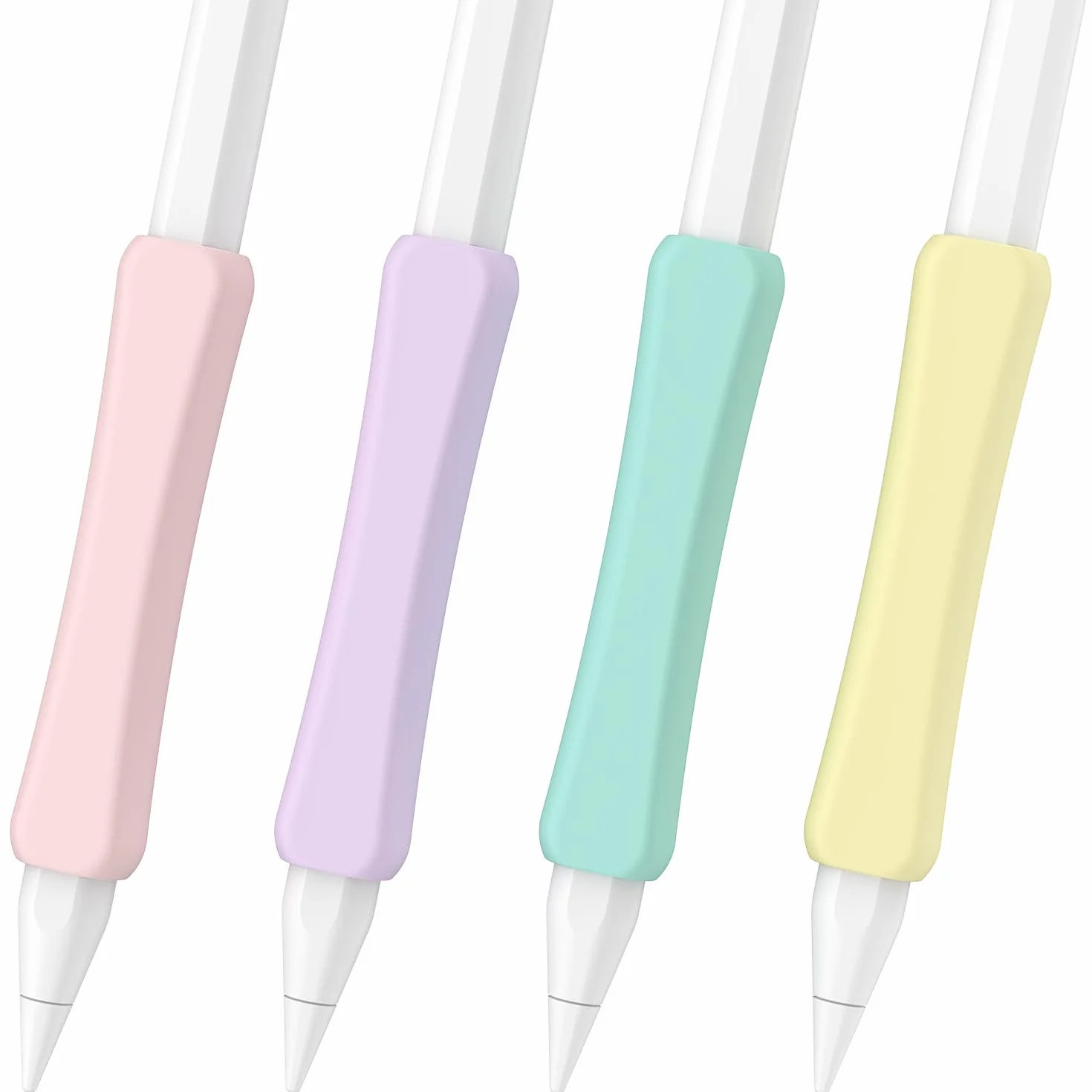 Silikonowy uchwyt, 4 sztuki, kompatybilne z Apple Pencil 2. generacji, Apple Pencil Pro i Apple Pencil USB-C ergonomiczny uchwyt (różowy/fioletowy/żółty/turkusowy)