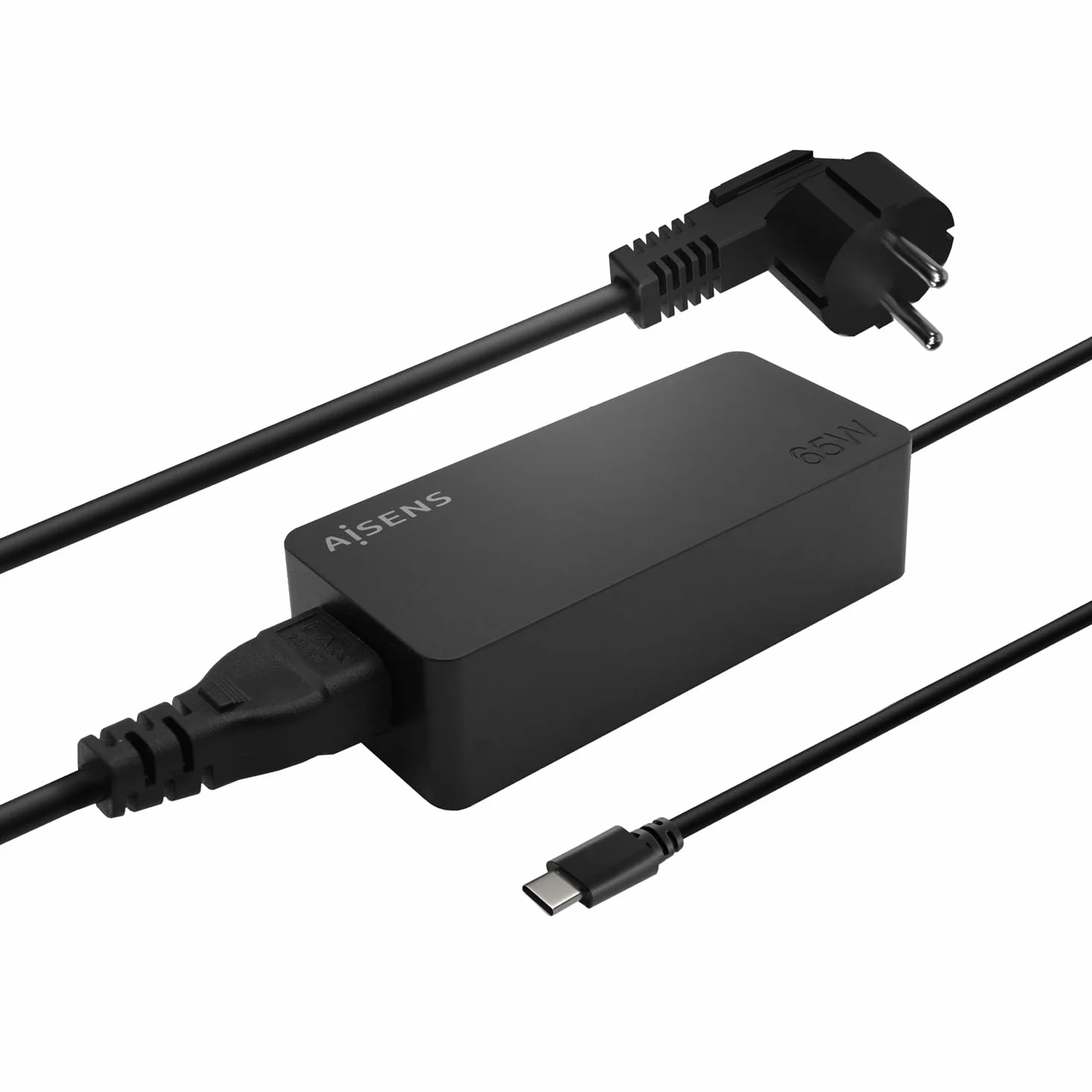 AISENS - ASCH-1PD65D-BK - Czarny 65W PD3.0 1XUSB-C 1.8M, Czarny