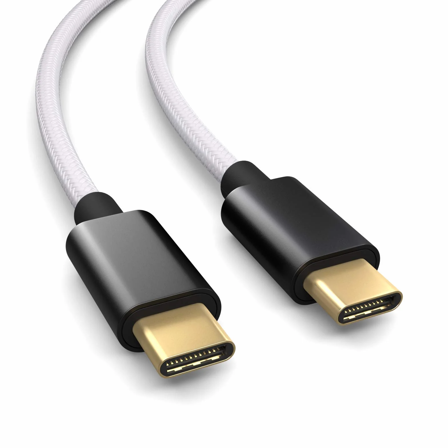 PAXO Nylonowy kabel do ładowania PS5, 3 m, do kontrolera Playstation 5, kabel USB C na C, USB 3.1 (USB 3.0), kabel do ładowania, płaszcz materiałowy, wtyczka aluminiowa, biały