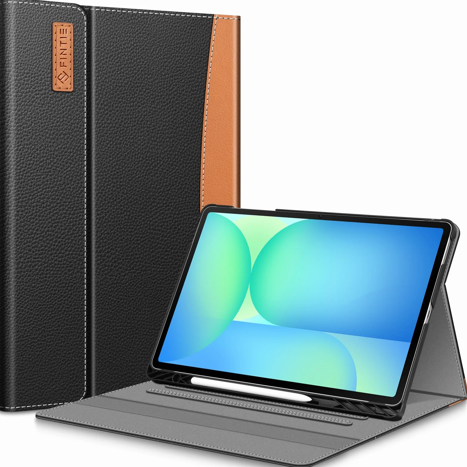 FINTIE Etui do Samsung Galaxy Tab S10 FE Plus (Tab S10 FE+) 13,1 cala 2025 - [Przechowywanie długopisów] Wielopozycyjny pokrowiec z przednią kieszenią z zapięciem magnetycznym, czarny/brązowy