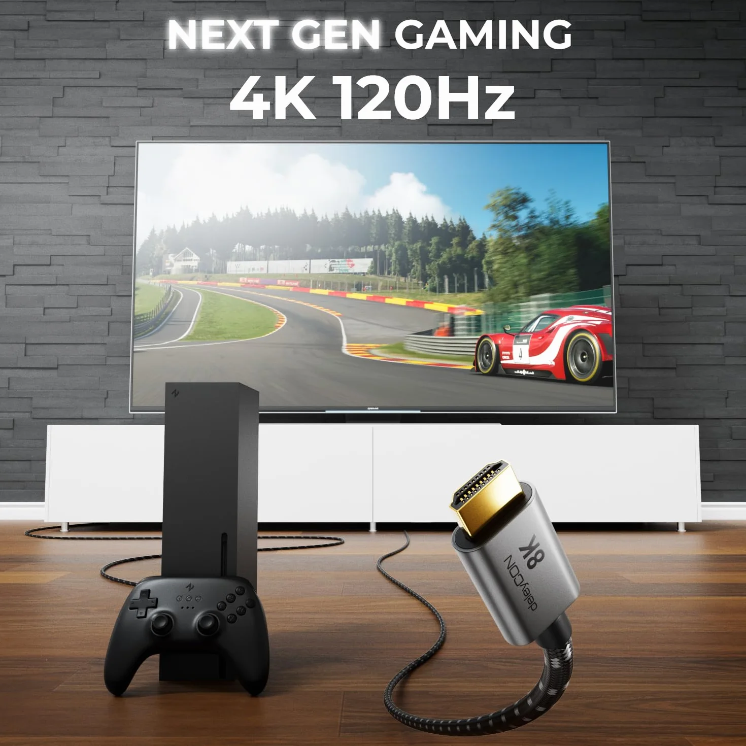 deleyCON Kabel HDMI 2.1 8K 5m - do TV, Monitora, PS4, PS5, Xbox, Soundbara Dolby Atmos, EARC, HDR10+ VRR - 48 Gbps Ultra High Speed - 10K/8K@60Hz, 4K@120Hz/144Hz, 2K@240Hz