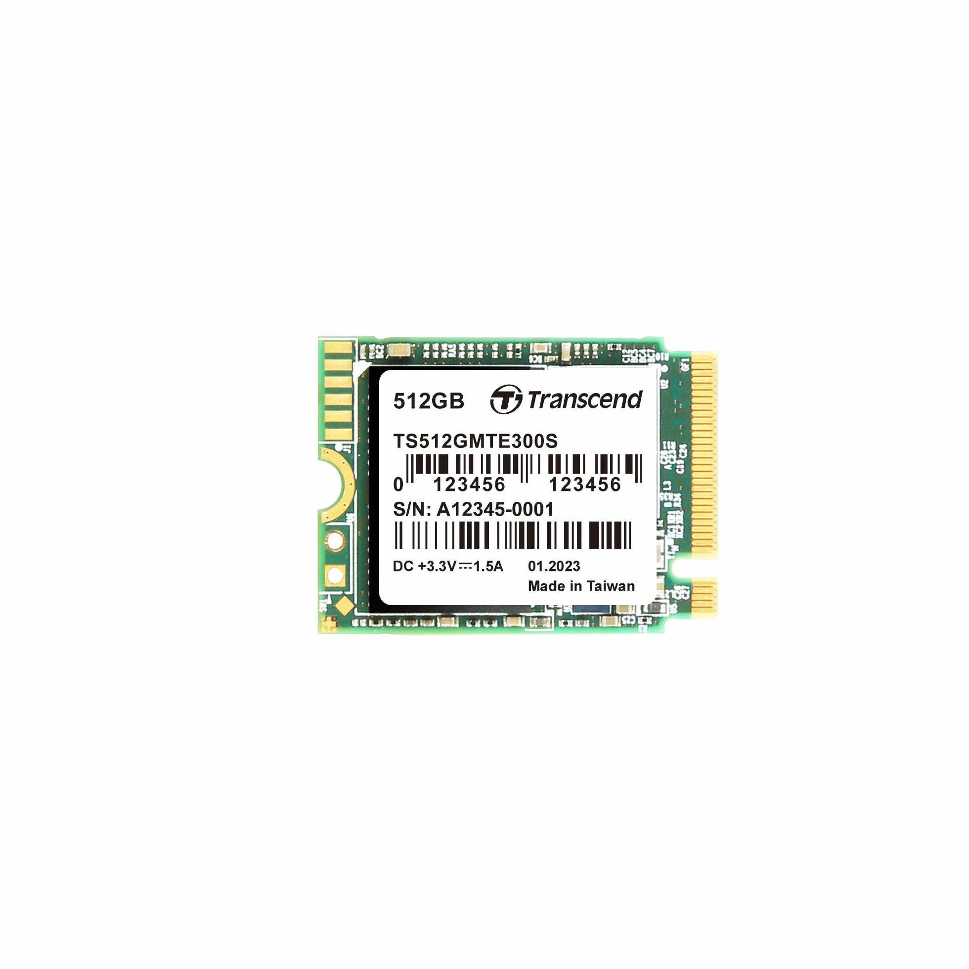 Transcend MTE300S 512GB M.2 2230 NVMe PCIe Gen3x4, 3D TLC, DRAM-Less, do 2000/1,050 mb/s, wewnętrzny dysk SSD do gier podręcznych, ultrabooków i NUC