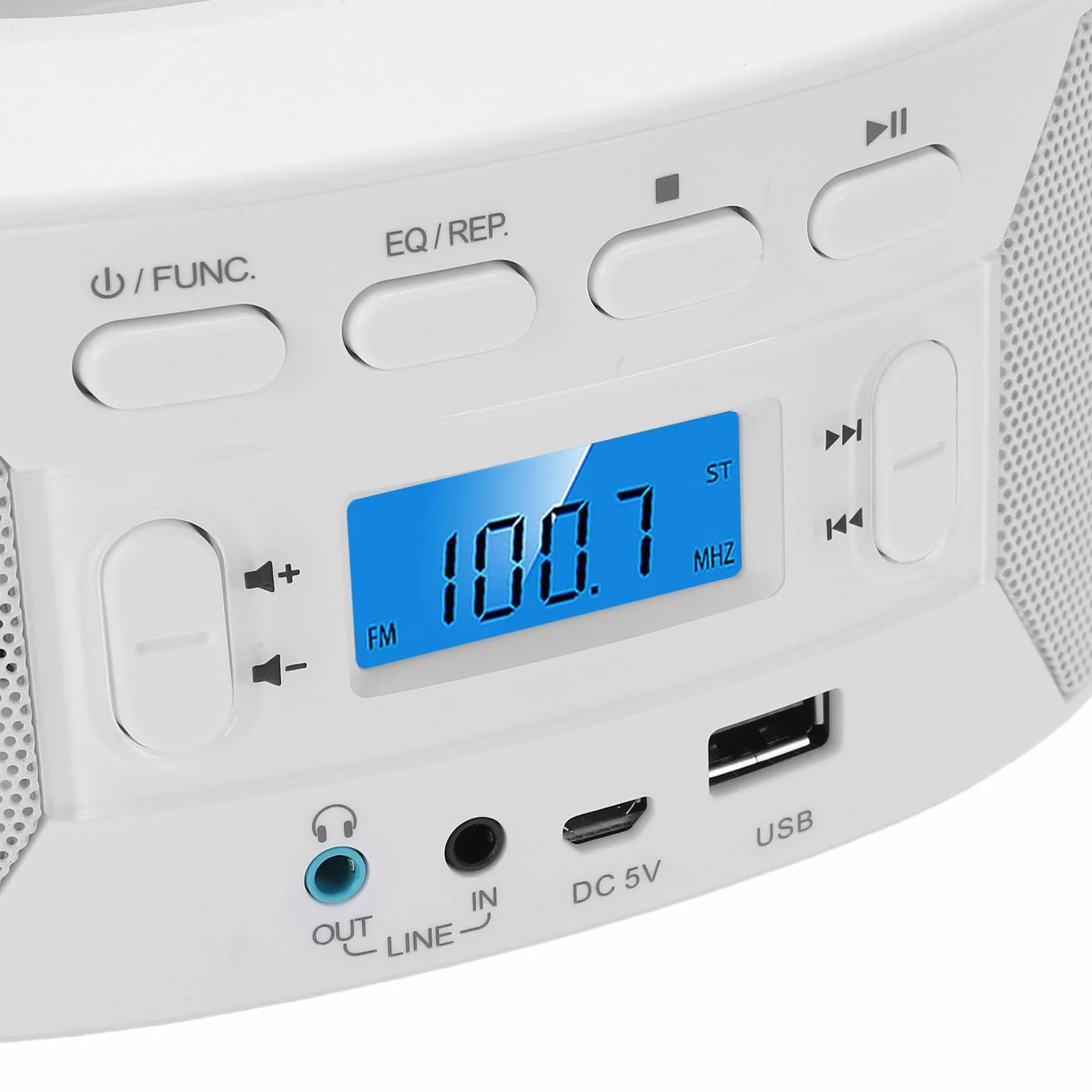 Przenośny Odtwarzacz CD, Odtwarzacz Audio, Radio FM, Urządzenie Odtwarzające USB z ładowaniem od Góry i Trybami Dźwięku EQ, Idealne dla Miłośników Muzyki, do Użytku w Domu i w Podróży,