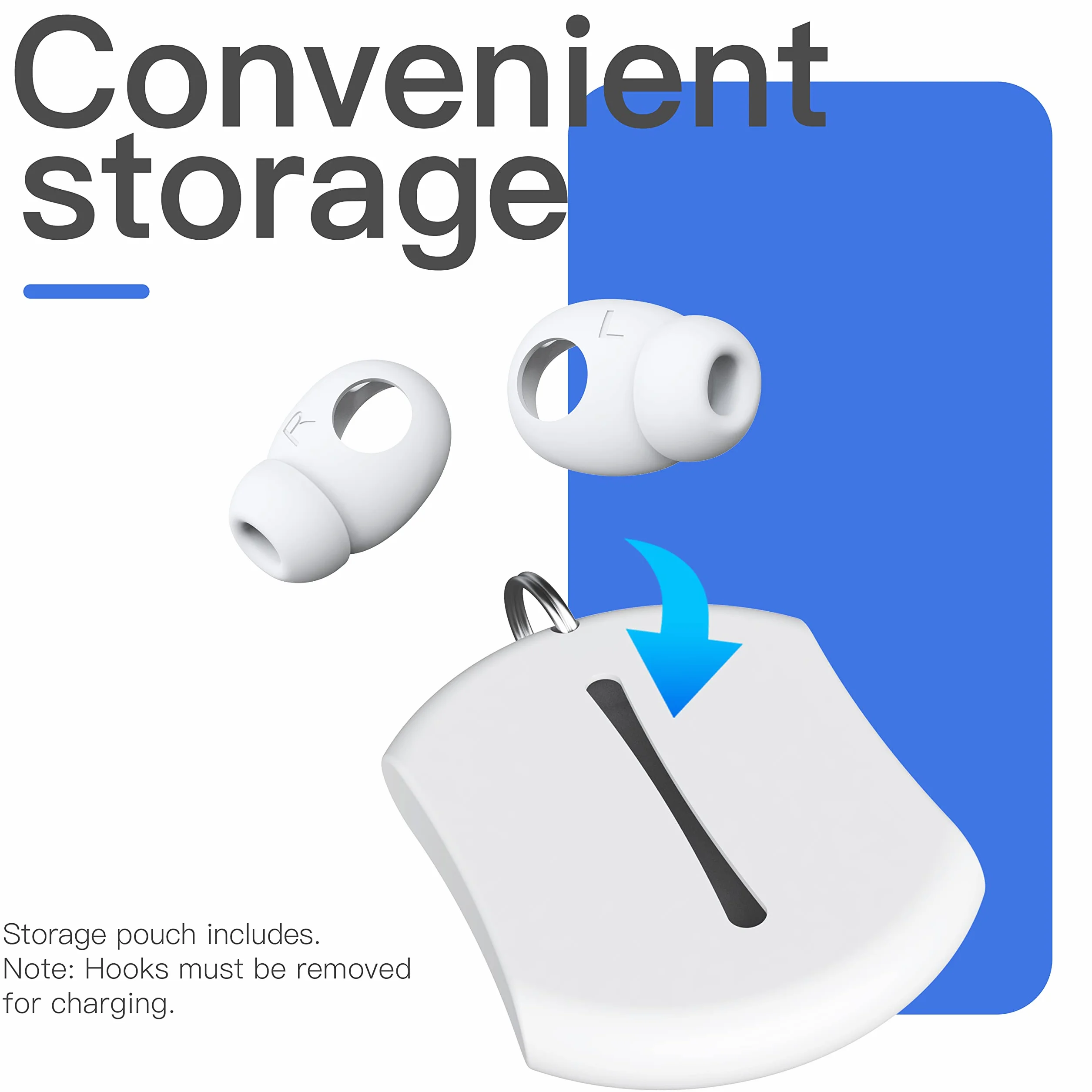 2 pary silikonowych końcówek dousznych AirPods [nie pasują do etui ładującego] [zarejestrowany patent USA] Kompatybilne z Apple AirPods 4 (białe)