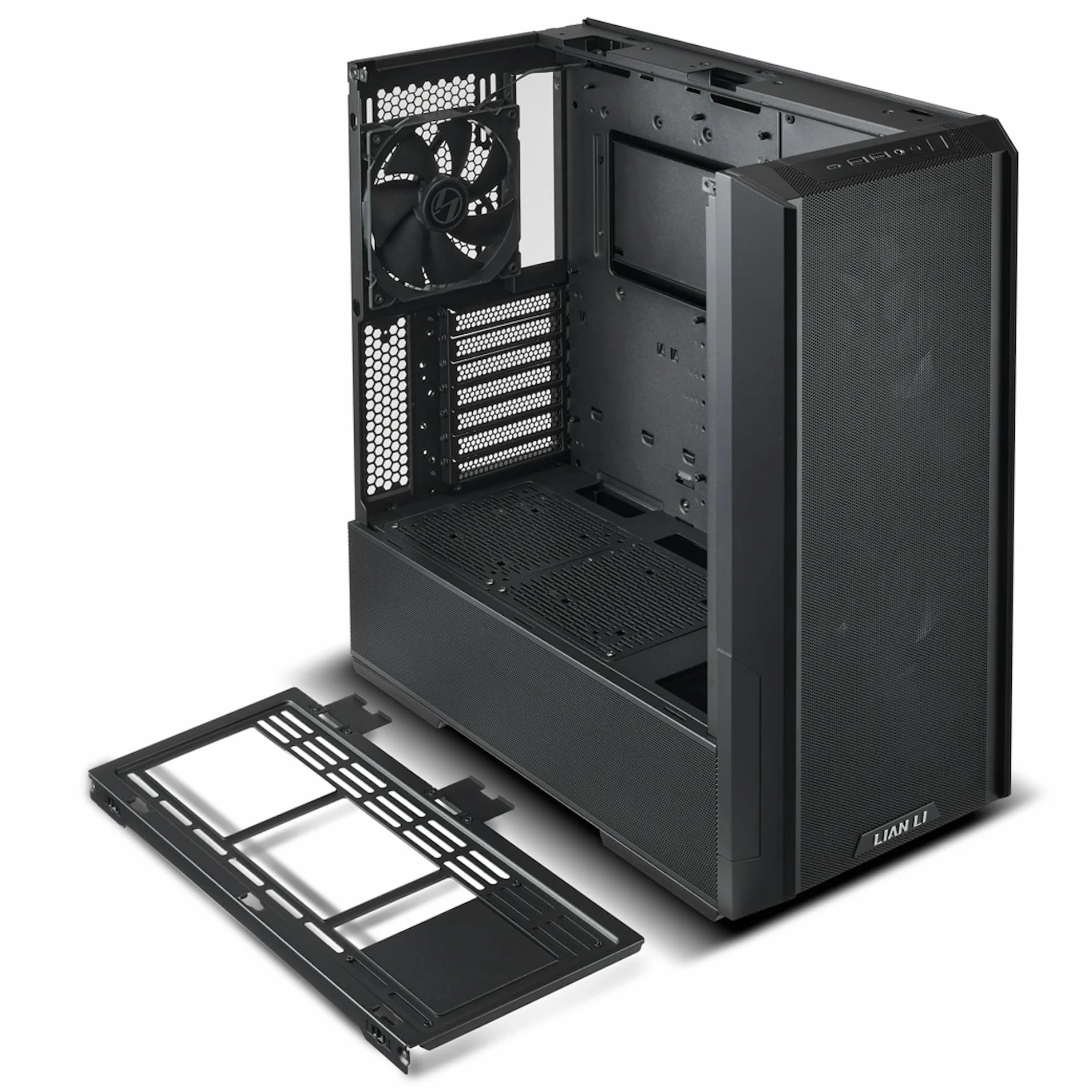 Lian-Li Lancool 216 RGB czarna stal/hartowane szkło ATX Mid Tower obudowa komputera, 2 x wentylatory ARGB 160 mm w zestawie – LANCOOL 216RX czarna