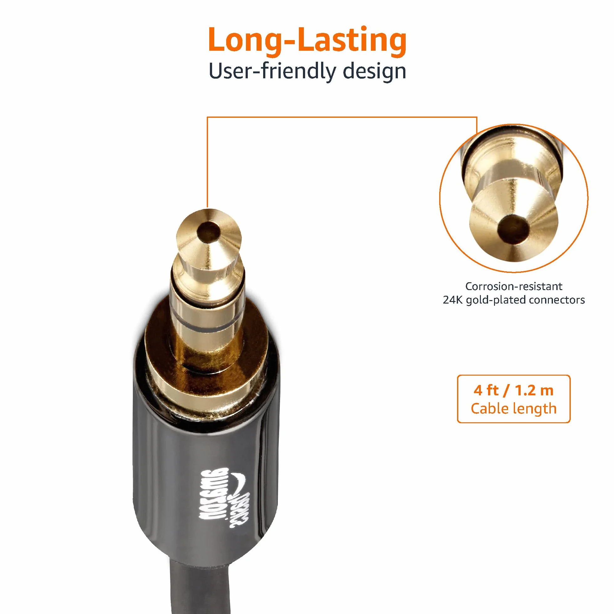 Amazon Basics Kabel AUX audio 3,5 mm 1,2 m zestaw 2 sztuk czarny