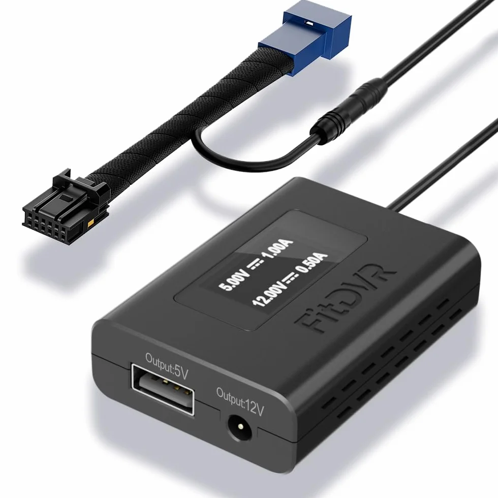 Dashcam Adapter (12-Pin) Kompatybilny z Hyundai, Kia i Genesis, wyświetlacz LED Zasilanie USB, Podłącz do lusterka tylnego widzenia, wyjście 5V 12V, Łatwe w instalacji, D3-038