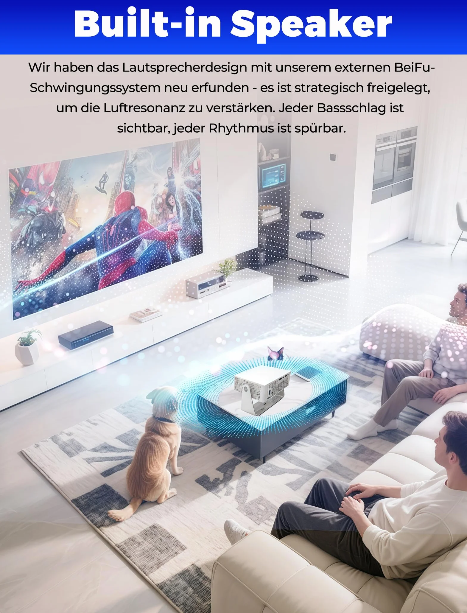Mini projektor z WiFi 6 i Bluetooth 5.4, przenośny projektor z obsługą 4K/1080P, projektor wideo z pilotem zdalnego sterowania, inteligentny projektor kompatybilny ze smartfonami/TV Stick/HDMI/USB