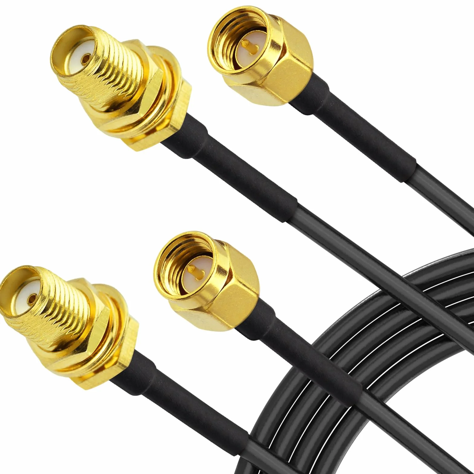 Superbat Kabel SMA do anteny WLAN przedłużacz 3 m (2 sztuki): wtyczka na gniazdo, kabel o niskiej stratności RG174, kabel koncentryczny do 4G LTE, modemu 5G, routera, anteny WIFI, radia Ham / GPS/WiFi