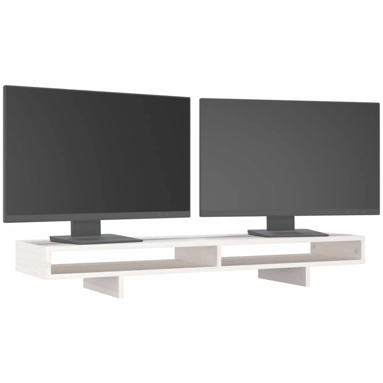 ShGaxin Stojak na monitor, stojak na ekran komputera, stojak na monitor biurko, akcesoria biurowe, akcesoria biurkowe, podstawa monitora, lite drewno sosnowe białe 100 x 27 x 14 cm