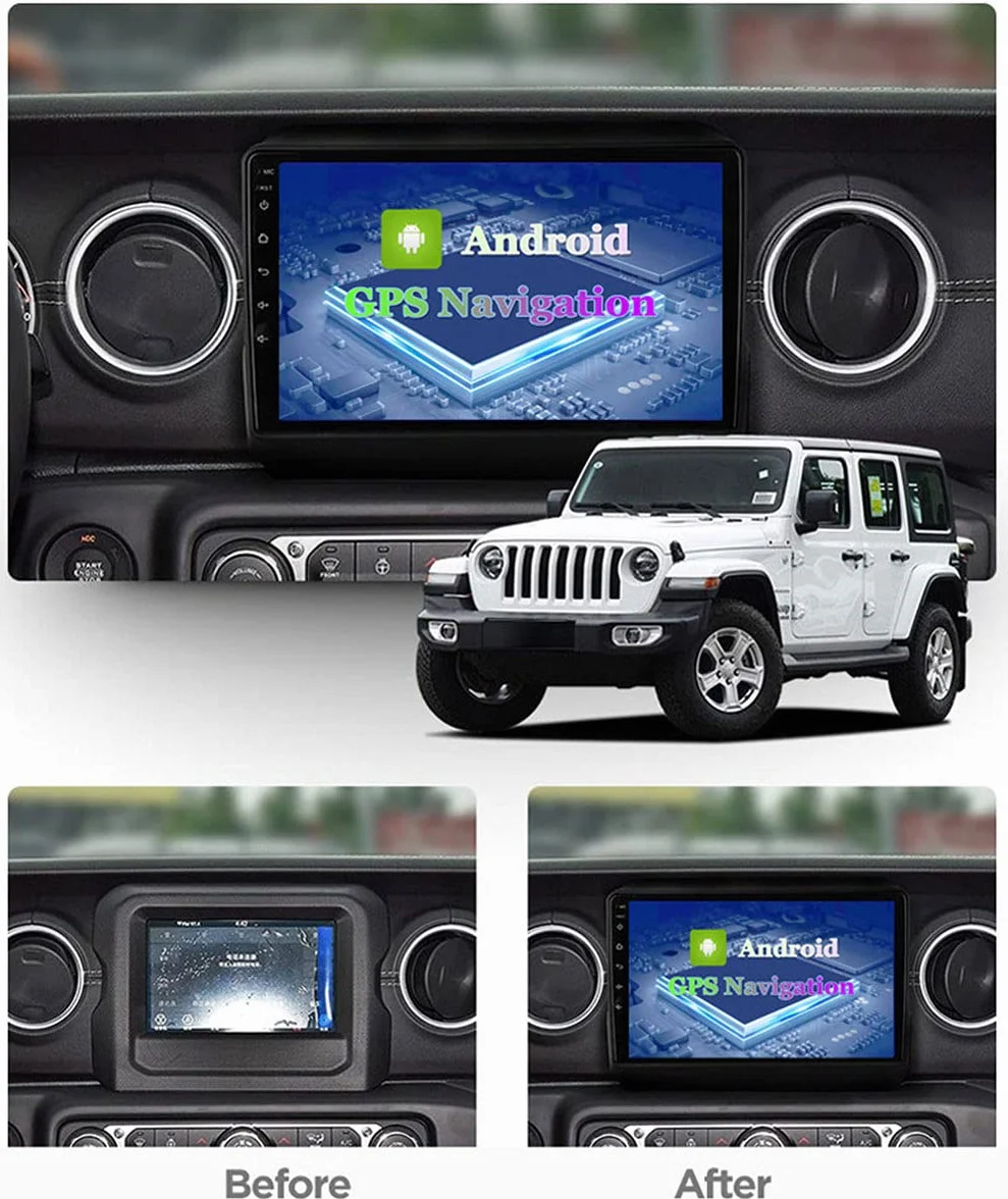 Nawigacja GPS dla radia samochodowego Ekran dotykowy System nawigatora Bluetooth 4.0 Odtwarzacz multimedialny, dla Wrangler 2018 Pojazd Sprzęt GPS, Mapa Aktualizacja