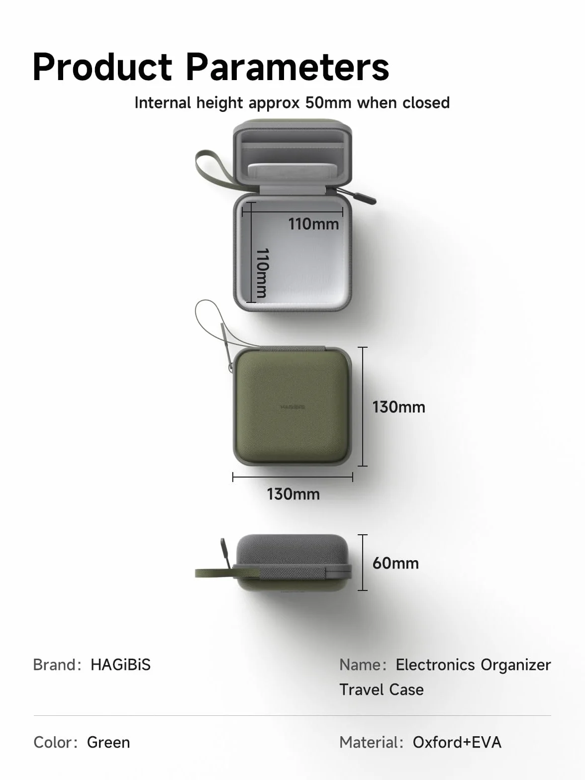 Hagibis Elektroniczny organizer etui podróżne organizer na kable torba przenośna wodoodporna torba do przenoszenia na kabel, ładowarkę, powerbank, kartę SD, mysz, dysk flash USB (DPB01 zielony)