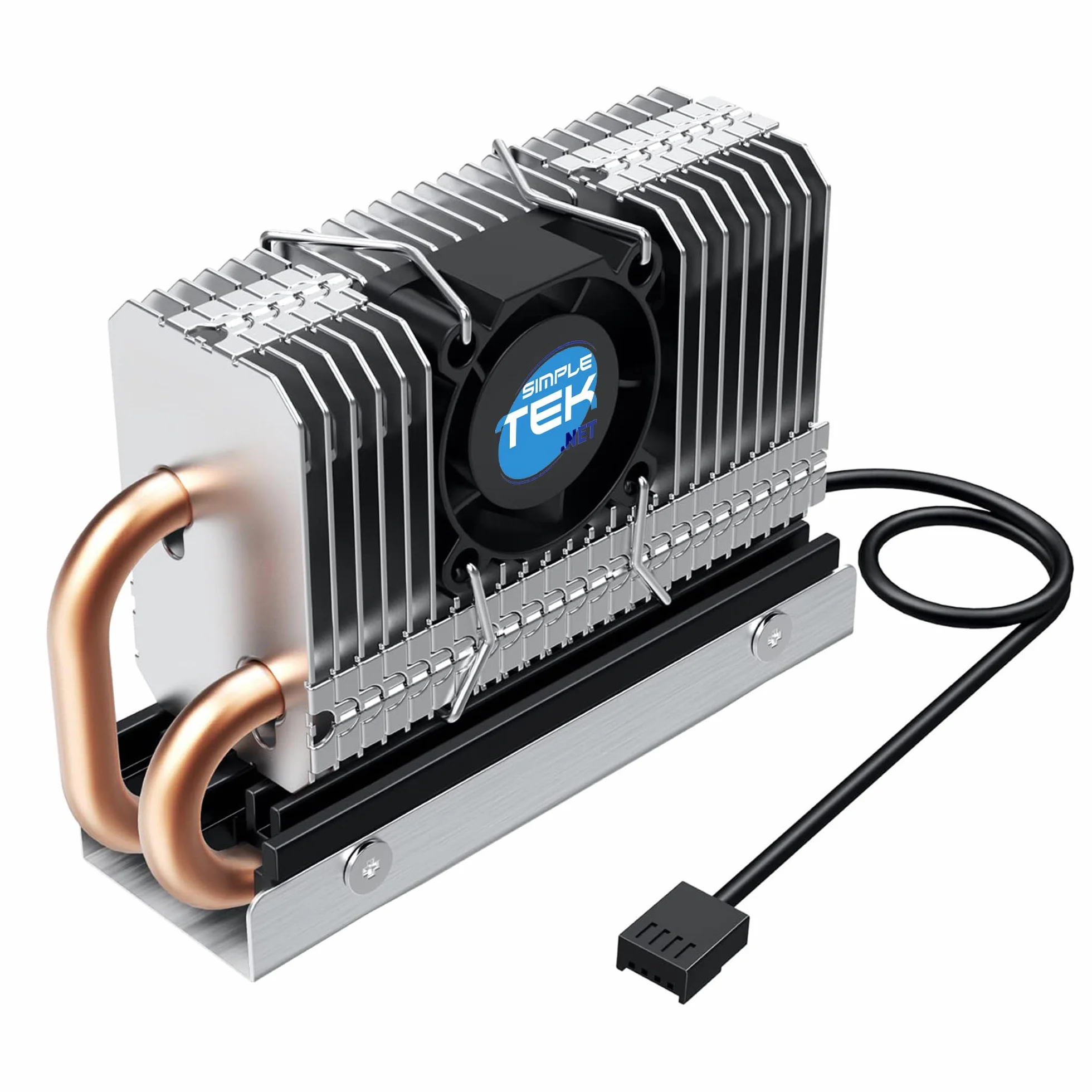 SIMPLETEK Aktywny radiator z wentylatorem do SSD M.2 2280 NVME / SATA – model G-M2HP04-F z rurą grzewczą i sterowaniem PWM