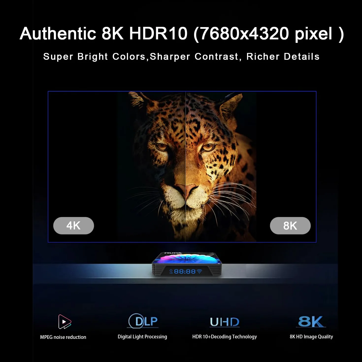 GREVA Android 13.0 TV Box, 8K Ultra HD Android Box 4G RAM 32G ROM RK3528 czterordzeniowy 64-bitowy Cortex-A53, UHD 8K WiFi6 10/100 M LAN Enternet Bluetooth 5.0 Smart TV Box Streaming Media Player