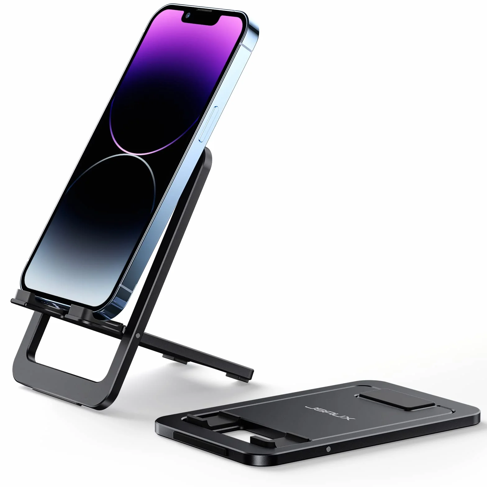 Stojak na telefon komórkowy JSAUX, składany aluminiowy uchwyt na telefon komórkowy Stół Uchwyt na telefon komórkowy Stojak na telefon komórkowy kompatybilny z iPhone 17 16 15 14 13 12 Pro Max X Xr