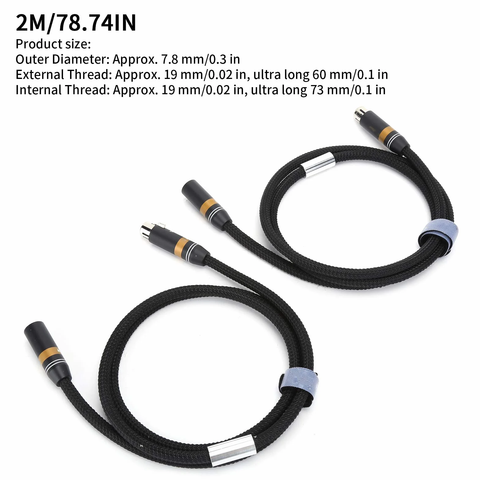 A202X XLR Męski na XLR żeński Kabel Sygnałowy Połączeniowy Wysokiej ści Kabel Przewodzący Dźwięk do Wzmacniaczy, 2 szt., Konstrukcja z Nylonowym Oplotem (2M)