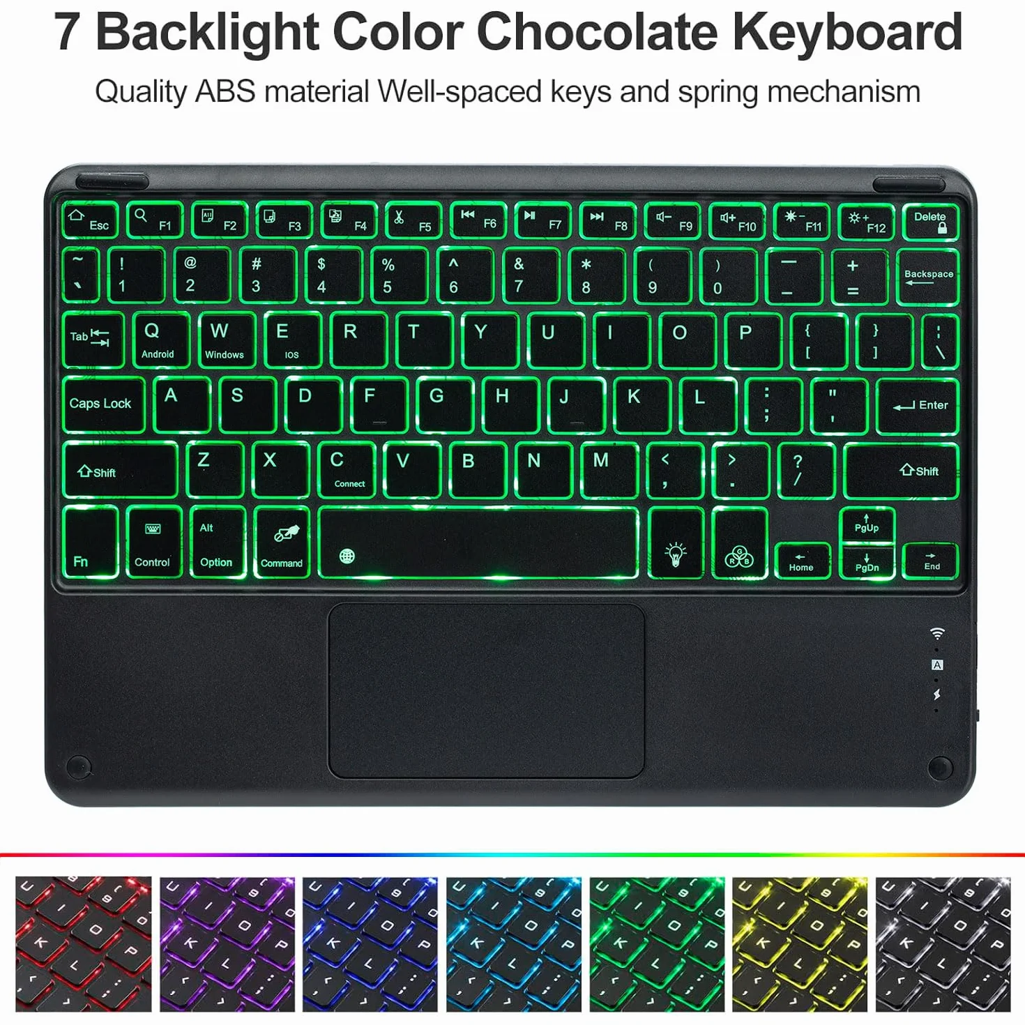 Keyboard Case for Honor Magic Pad 2 12,3 cala tabletu, 7-kolorowe podświetlenie, odłączana bezprzewodowa klawiatura z panelem dotykowym, ultracienkie i lekkie etui folio z myszką,Black