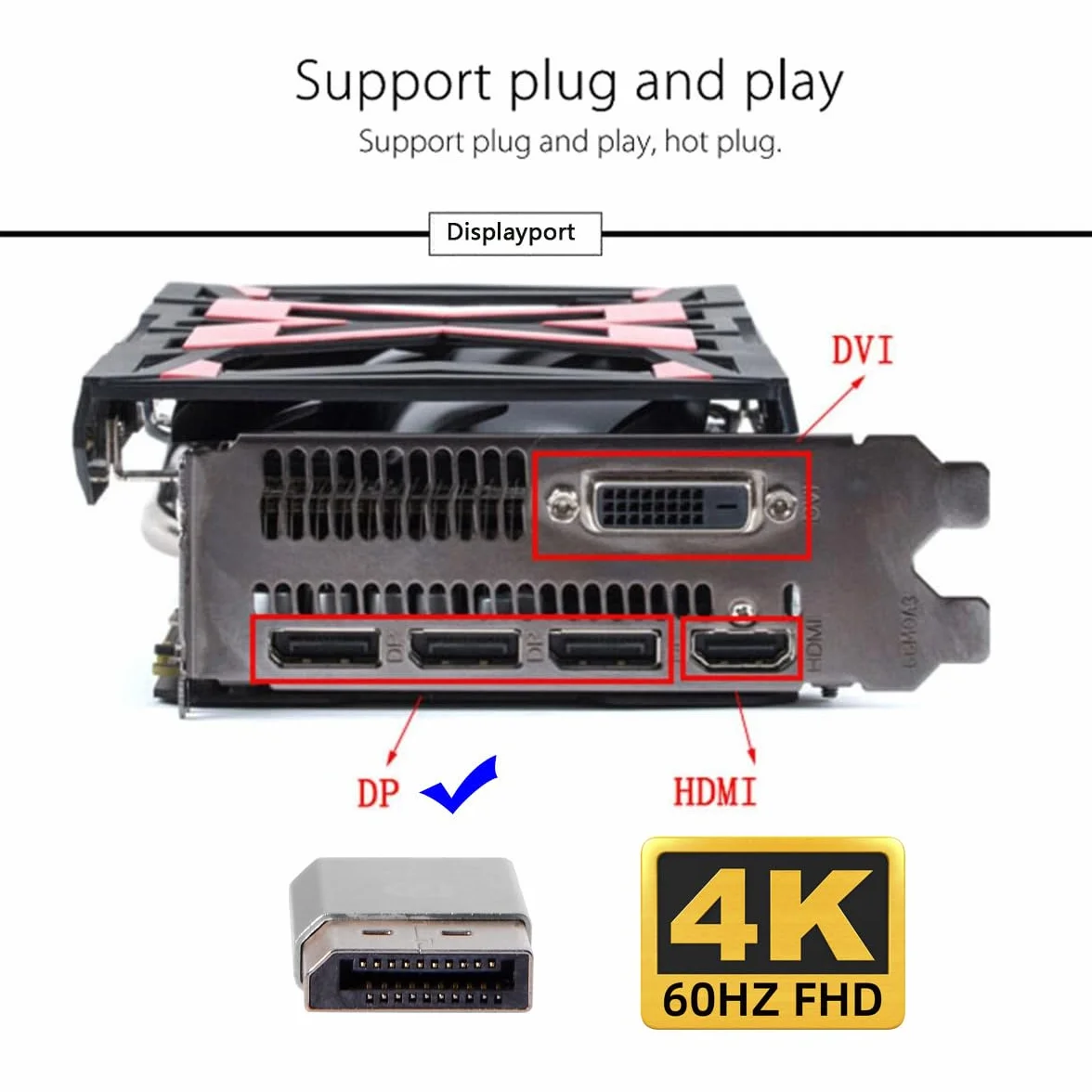 CY Adapter 4K przy 60 Hz DP wirtualny wyświetlacz Displayport aktywny adapter atrapa wtyczka bez głowy emulator ducha 1080p przy 120Hz