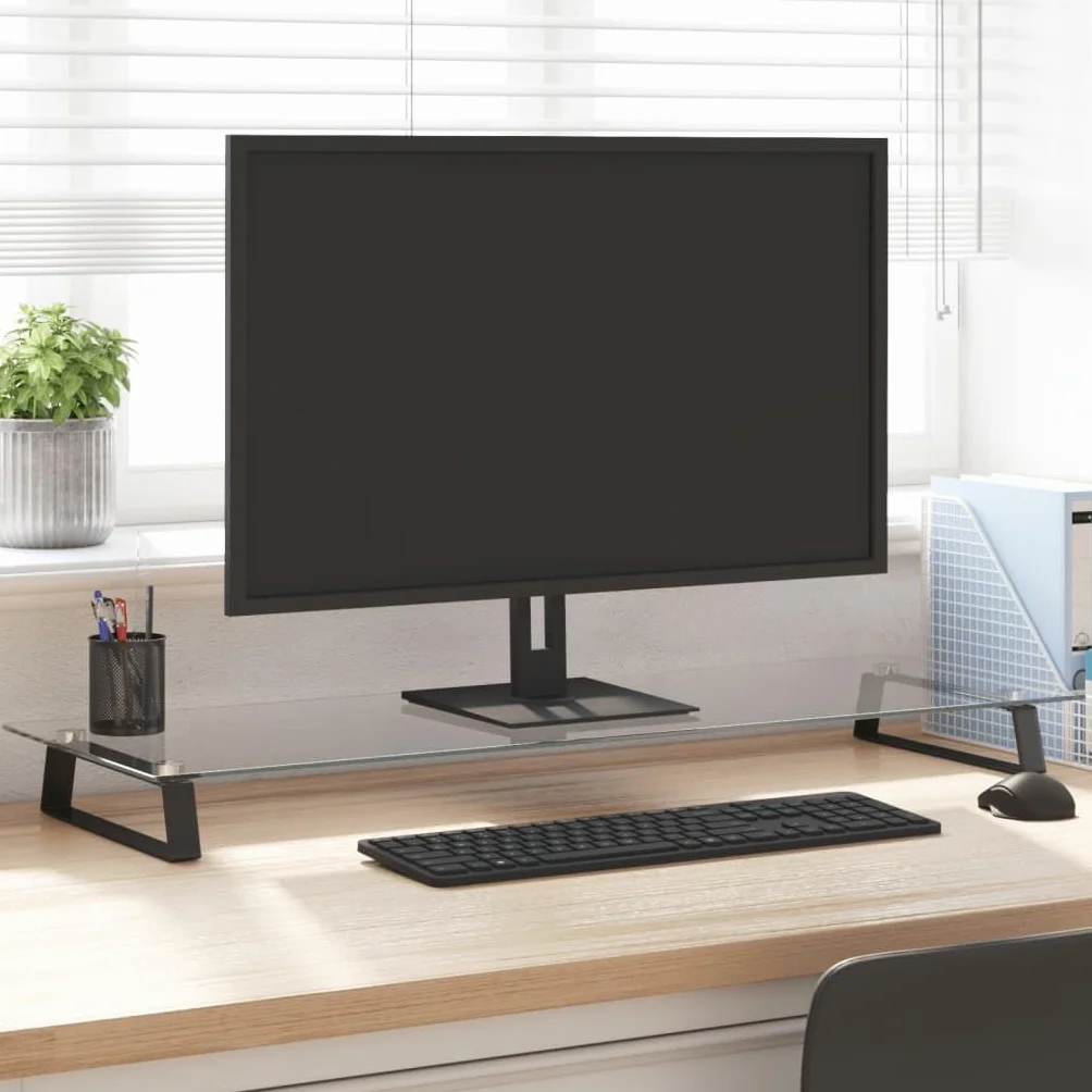 ZIRLANLV Podstawa Pod Monitor/Ekran ze Szkła Hartowanego, 40x20x8 Cm, Uniwersalny Organizer na Półki, Ergonomiczna Podstawka Pod Laptopa na Biurko, Komputer PC, Mac, Komputer, (100x35x8 cm)