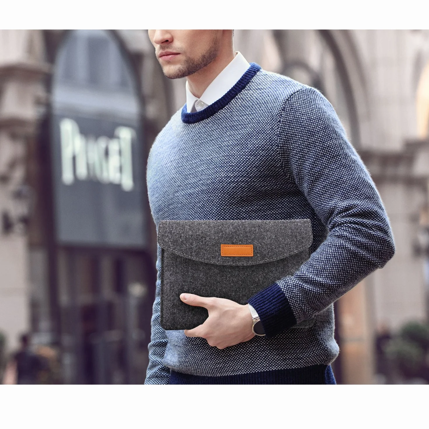 MoKo 9-11 Inch Felt Tablet Sleeve Bag Carrying Case Fits iPad Pro 11 2021/2020/2018, iPad 9th 8th 7th Generation 10.2, iPad Air 4 10.9, iPad Air 3 10.5, iPad 9.7, Galaxy Tab A 10.1 - Dark Gray