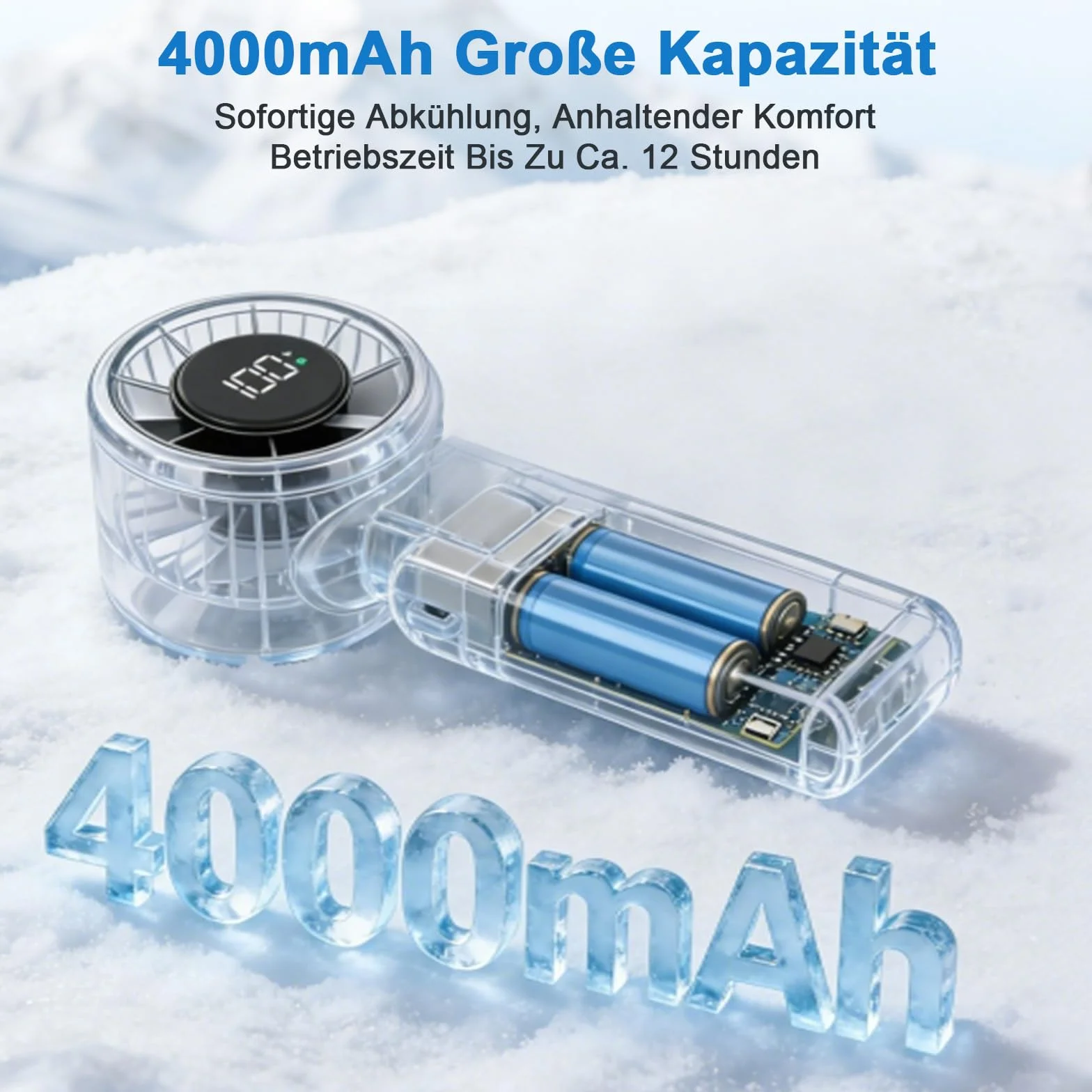SURFOU Wentylator ręczny 4000 mAh, przenośny mini wentylator turbo z 5 stopniami, wskaźnik LED, składany, 3 w 1, ładowanie przez USB, wydajny do biura, podróży i na zewnątrz, czarny