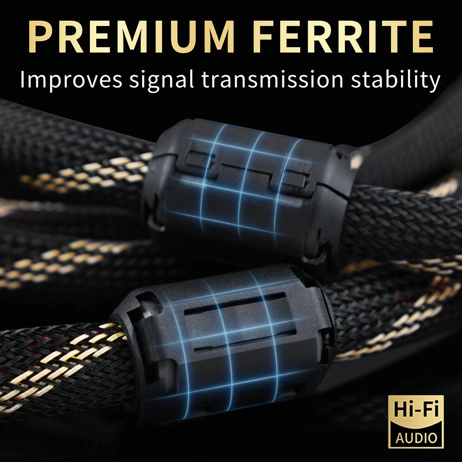 Audiofilski kabel audio do głośników HiFi 10 AWG – rdzeń OFC 4N, pozłacane 24-karatowym złotem wtyki bananowe z nylonowym oplotem; kompatybilny ze wzmacniaczem, głośnikami, kinem domowym i