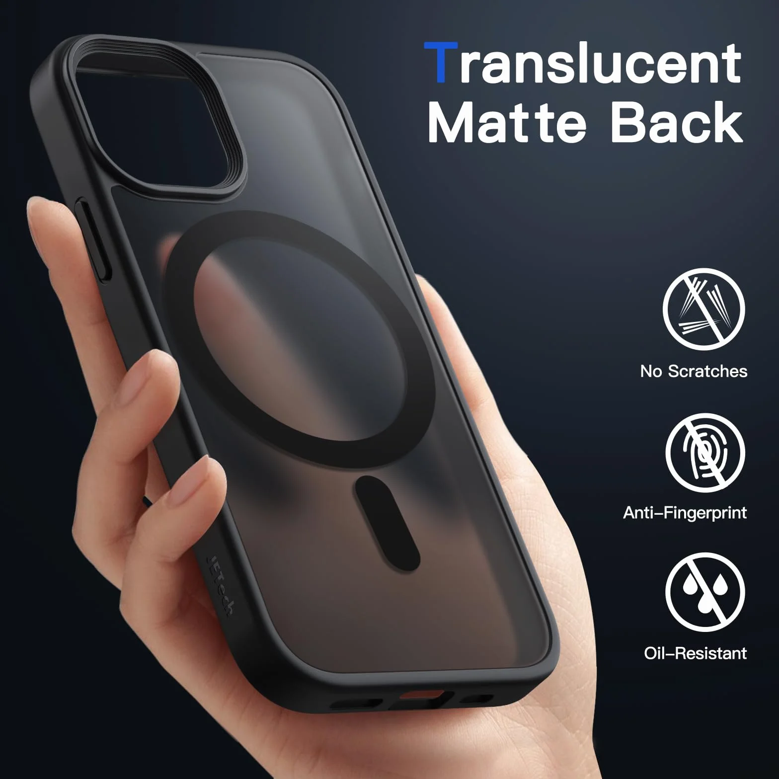 JETech Magnetyczna Etui dla iPhone 13 mini 5,4 Cala Kompatybilny z MagSafe, Półprzezroczysta Matowe Tylna Szczupły Odporny na Wstrząsy Case (Czarny)