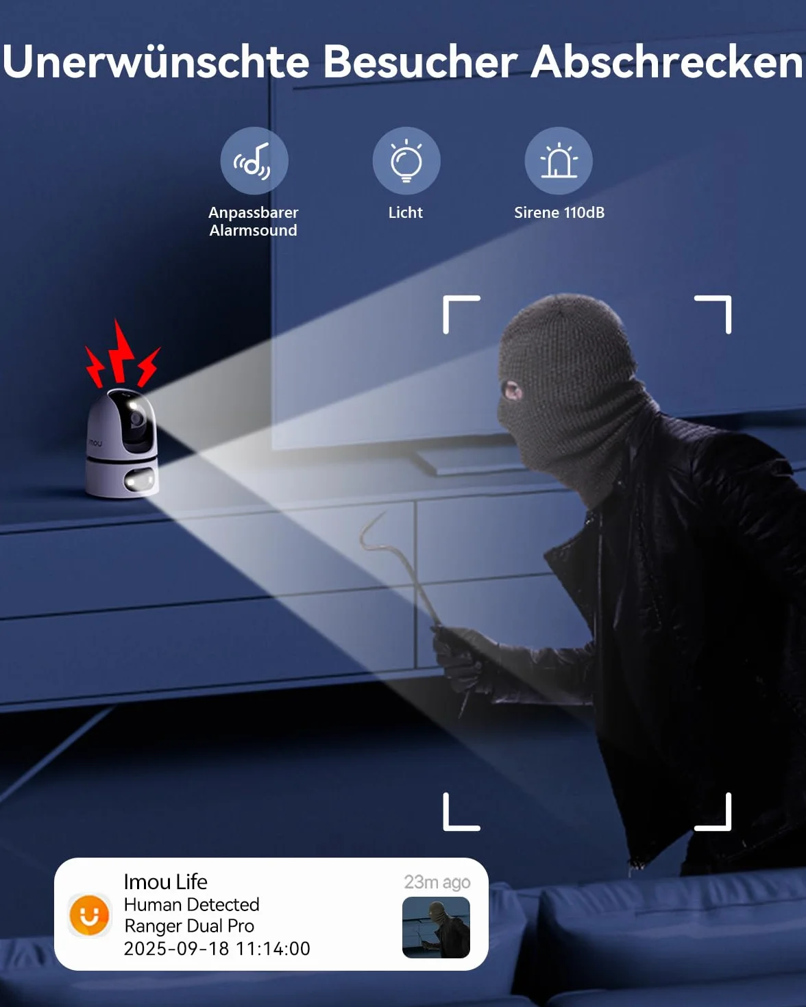 Imou Podwójna kamera monitorująca 2K + 2 K, do użytku wewnątrz z AI człowiekiem/zwierzęciem, 2,4/5 GHz WLAN 360° PTZ, noktowizor, automatyczne śledzenie, 2-drożne audio, syrena, tryb prywatny, 2