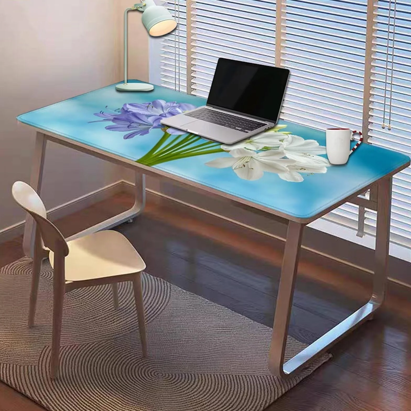 Gamingowa podkładka pod mysz 1200 x 600 x 3 mm, XXL, wodoszczelna, odporna na ścieranie, z przyszytymi krawędziami, niebieska, podkładka na biurko, poprawia prędkość i precyzję pod laptopa, komputer