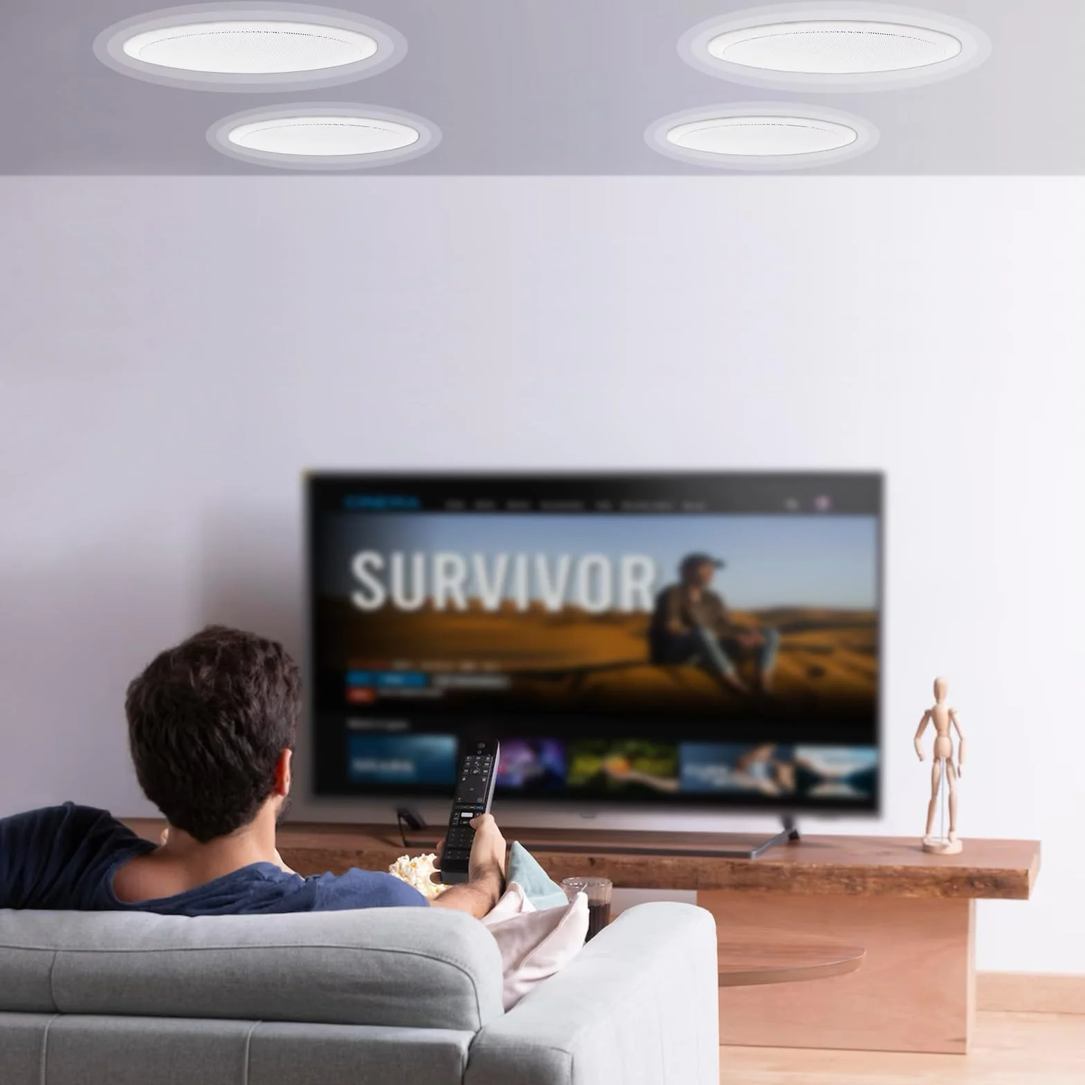 VEVOR Głośniki sufitowe 205 mm, 100 W, system głośników sufitowych do montażu ściennego z ompedancją 8Ω Czułość 89 dB, do domu kuchni salonu na zewnątrz koce 4 sztuki