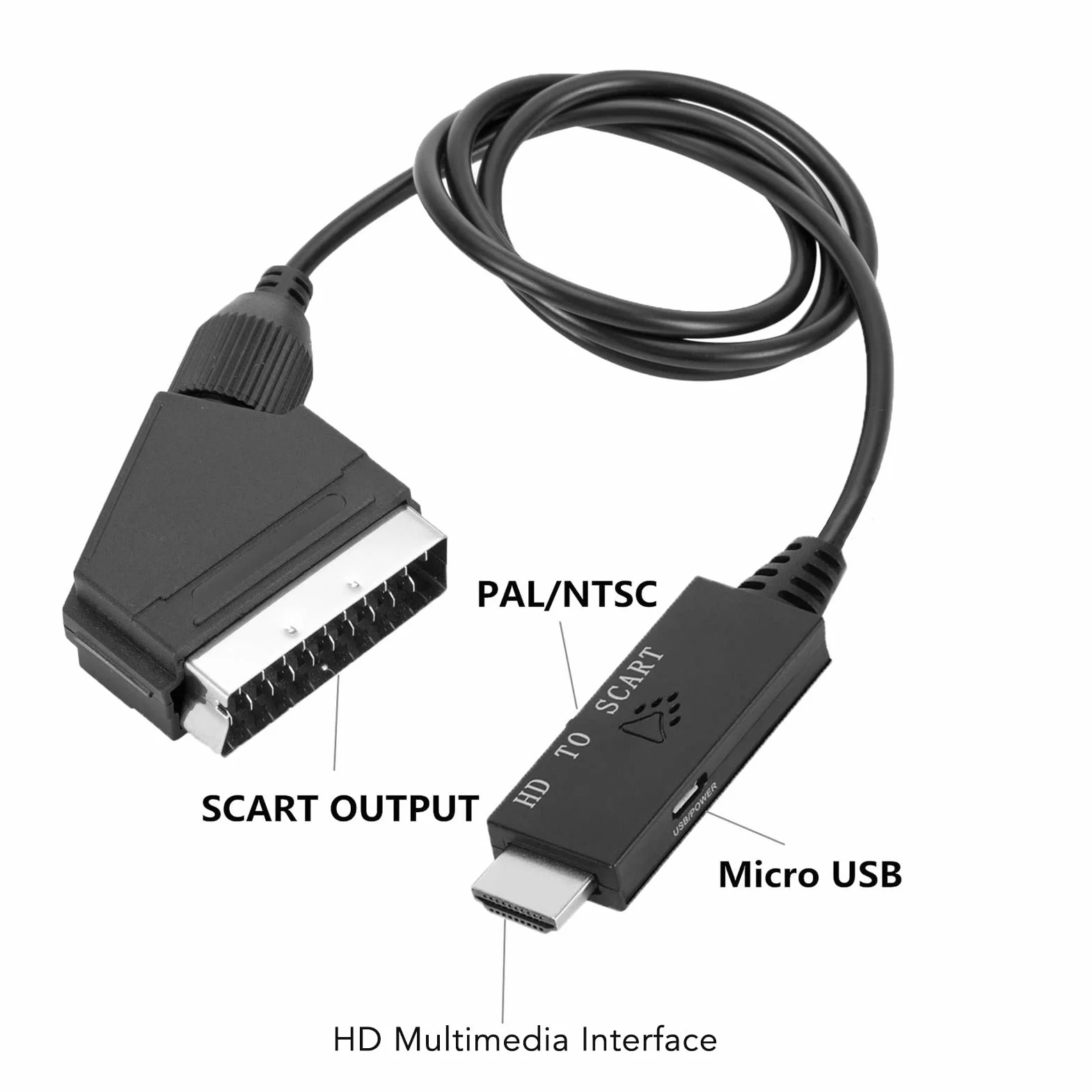 Konwerter HDMI na SCART, kabel HD do SCART, obsługuje PAL NTSC, adapter do telewizora VHS DVD