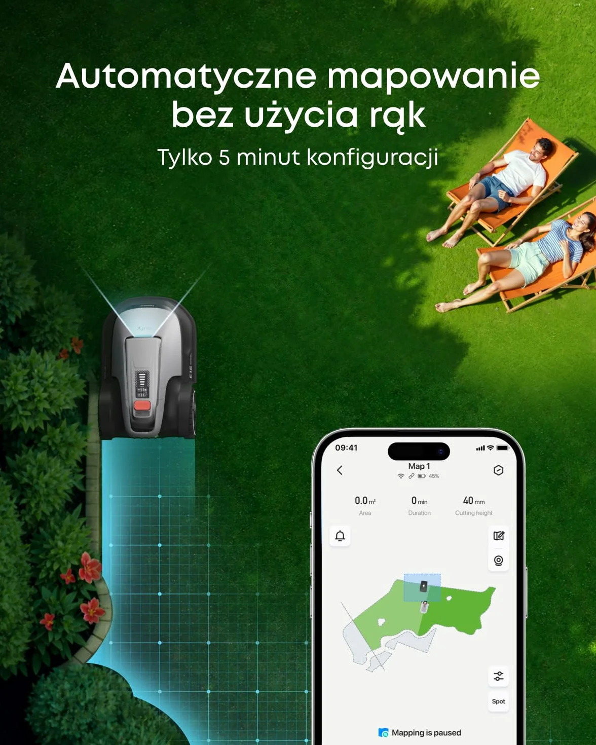 eufy E15 Automatyczna kosiarka bezprzewodowa TrueVision AI nawigacja do 800m²