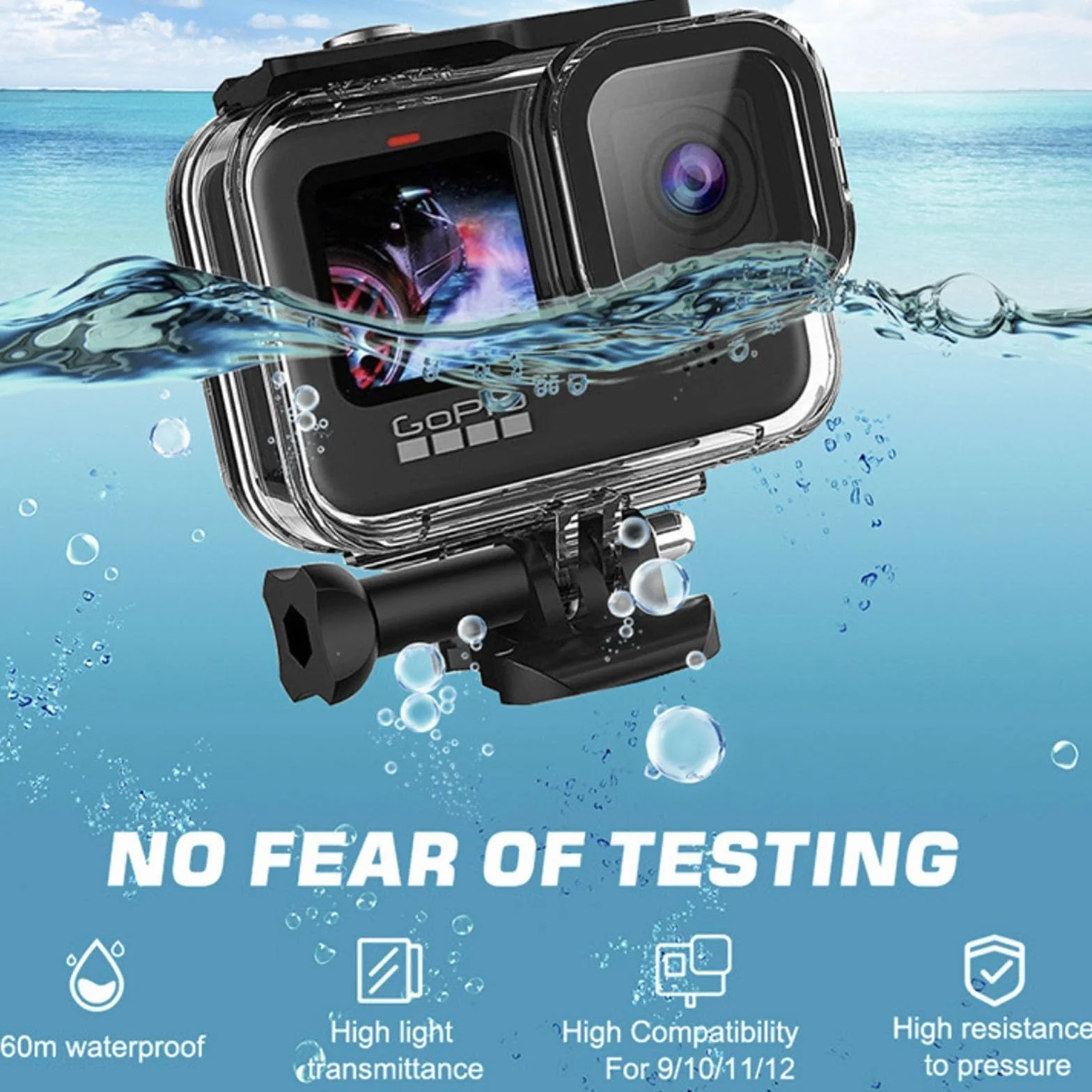 Zestaw akcesoriów do GoPro Hero 9-12 obudowa nurkowa pływająca rączka filtr czerwony etui silikonowe