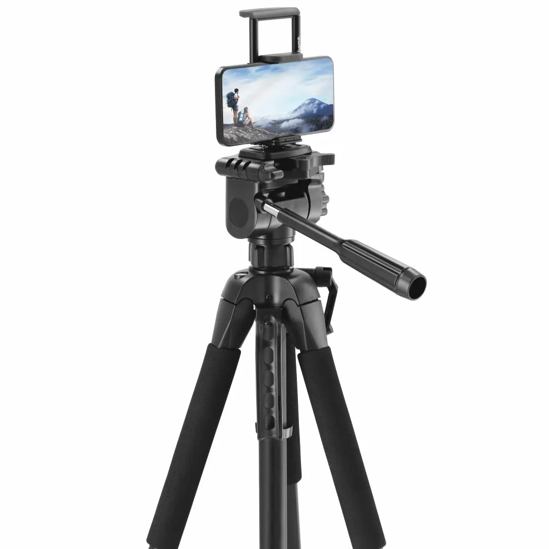 Hama Action 170 Statyw do aparatu 3D o wysokości 62-170 cm, statyw fotograficzny z uchwytem na telefon komórkowy i uchwytem na tablet, statyw z głowicą 3-kierunkową, statyw do lustrzanki z torbą