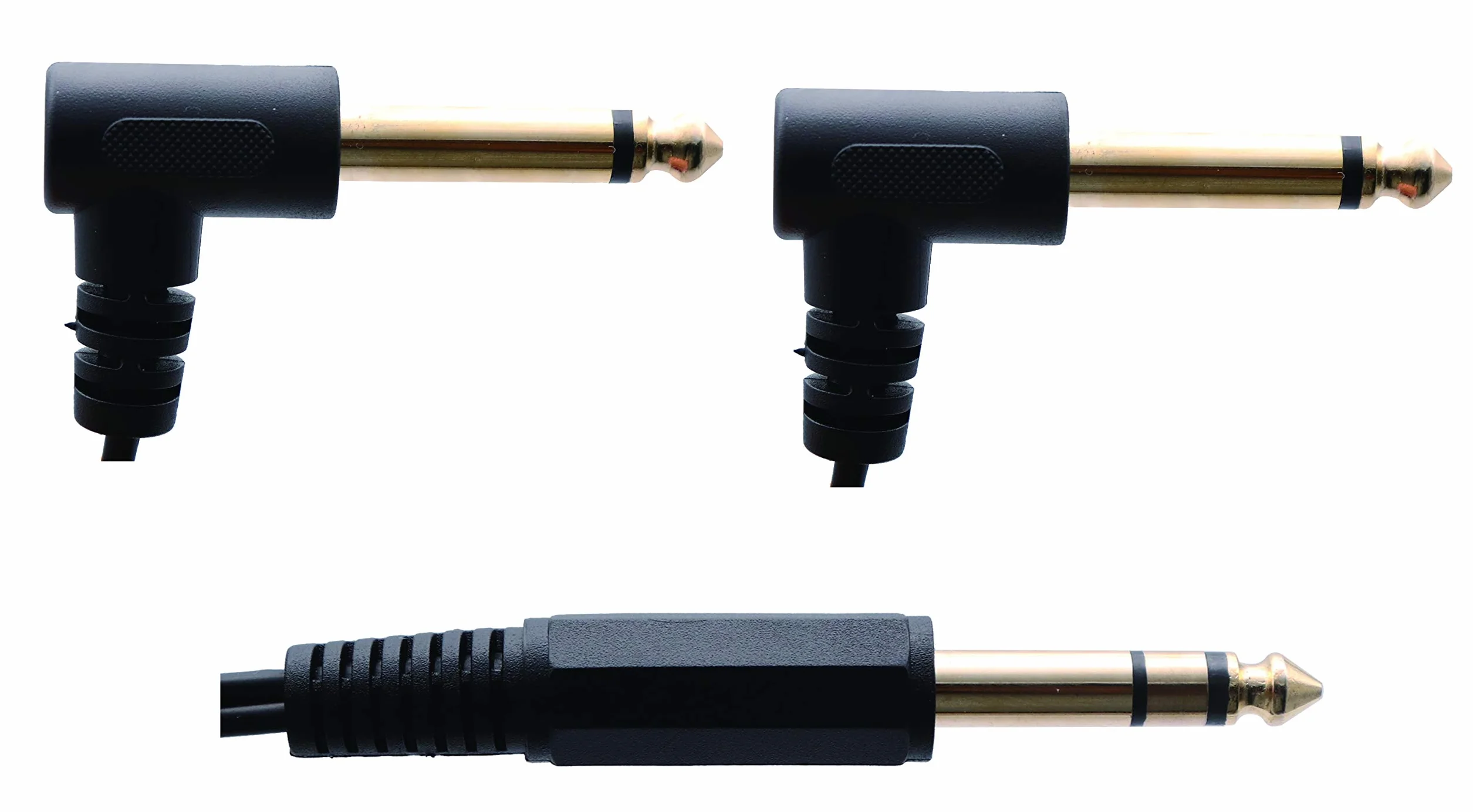 Kabel audio Y 6,35 mm do 2 * 6,35 mm, pozłacany 90 stopni 1/4" 6,35 mm męski TRS stereo do 2 (podwójny) 6,35 mm 1/4" męski TS Mono kąt prosty Y kabel audio (30 cm/12