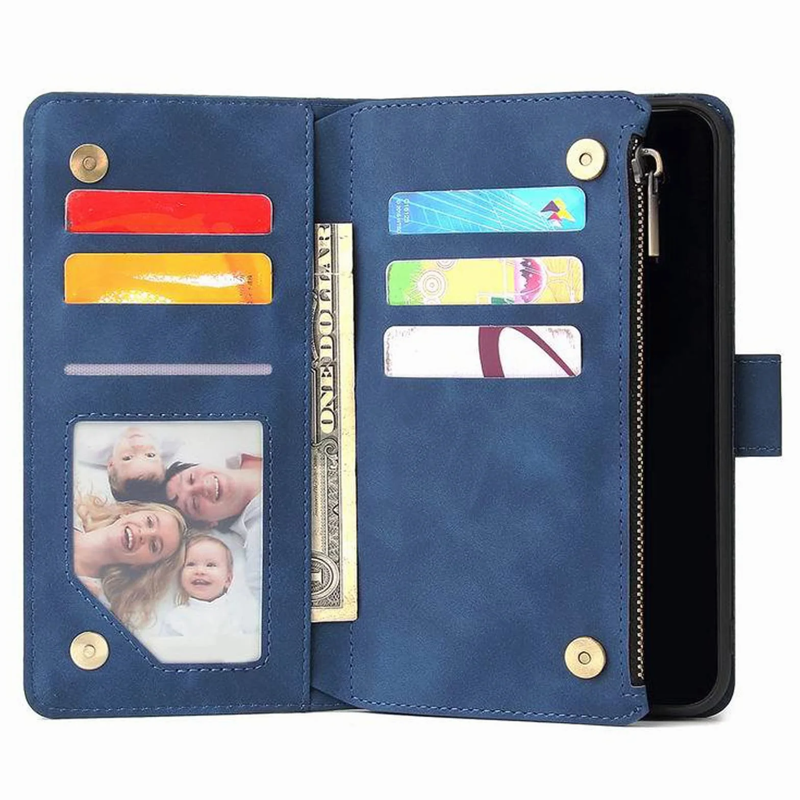 LTL Etui na telefon do iPhone 13 Mini/13/13 Pro/13 Pro Max, wysokiej jakości skórzane etui z klapką z przegródkami na karty etui na telefon magnetyczne zamknięcie, niebieskie, 13 Pro Max 6,7"
