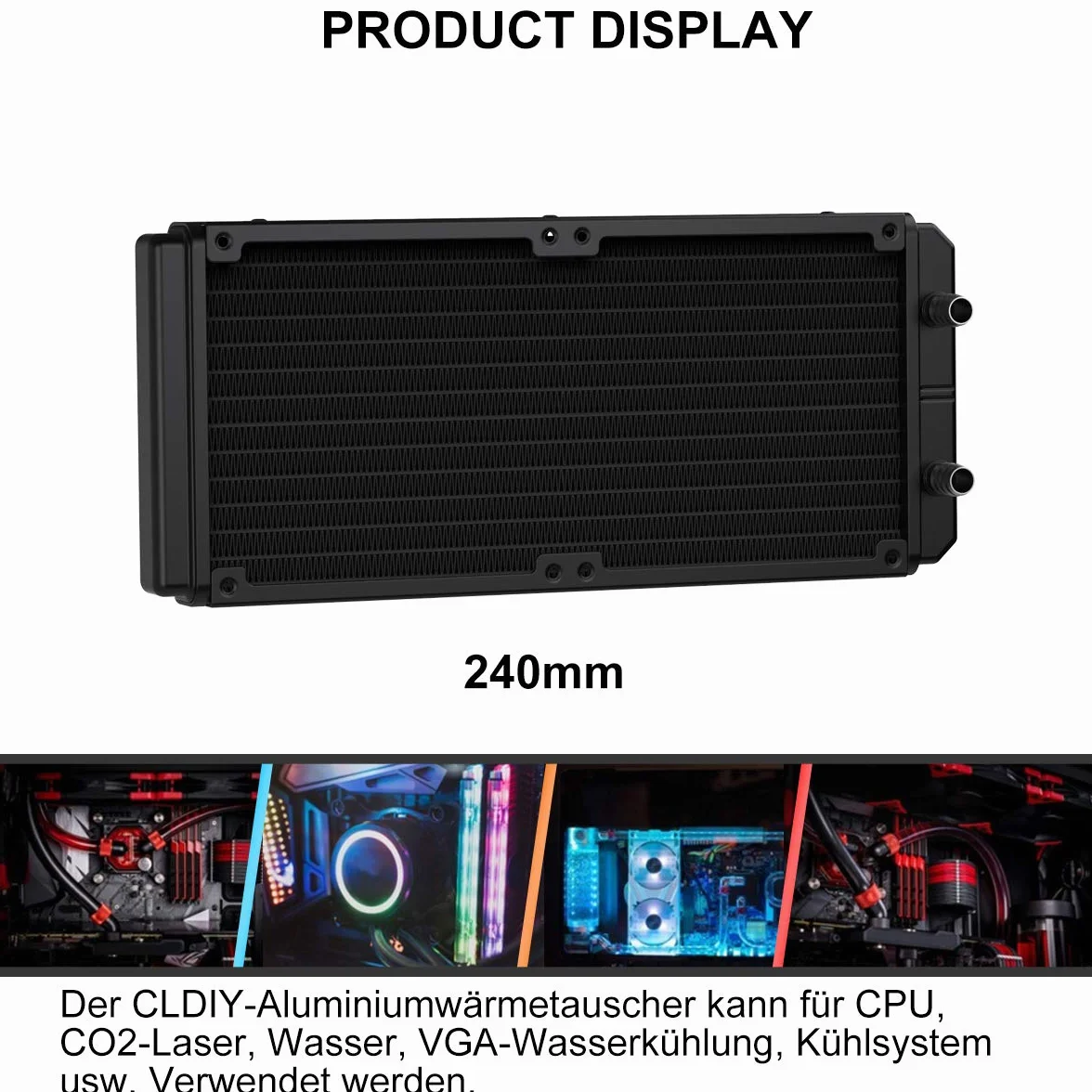 Chłodzenie wodą, 12-rurowy aluminiowy wymiennik ciepła z rurą do komputera PC CPU, system chłodzenia wodą DC12 V, 360 mm