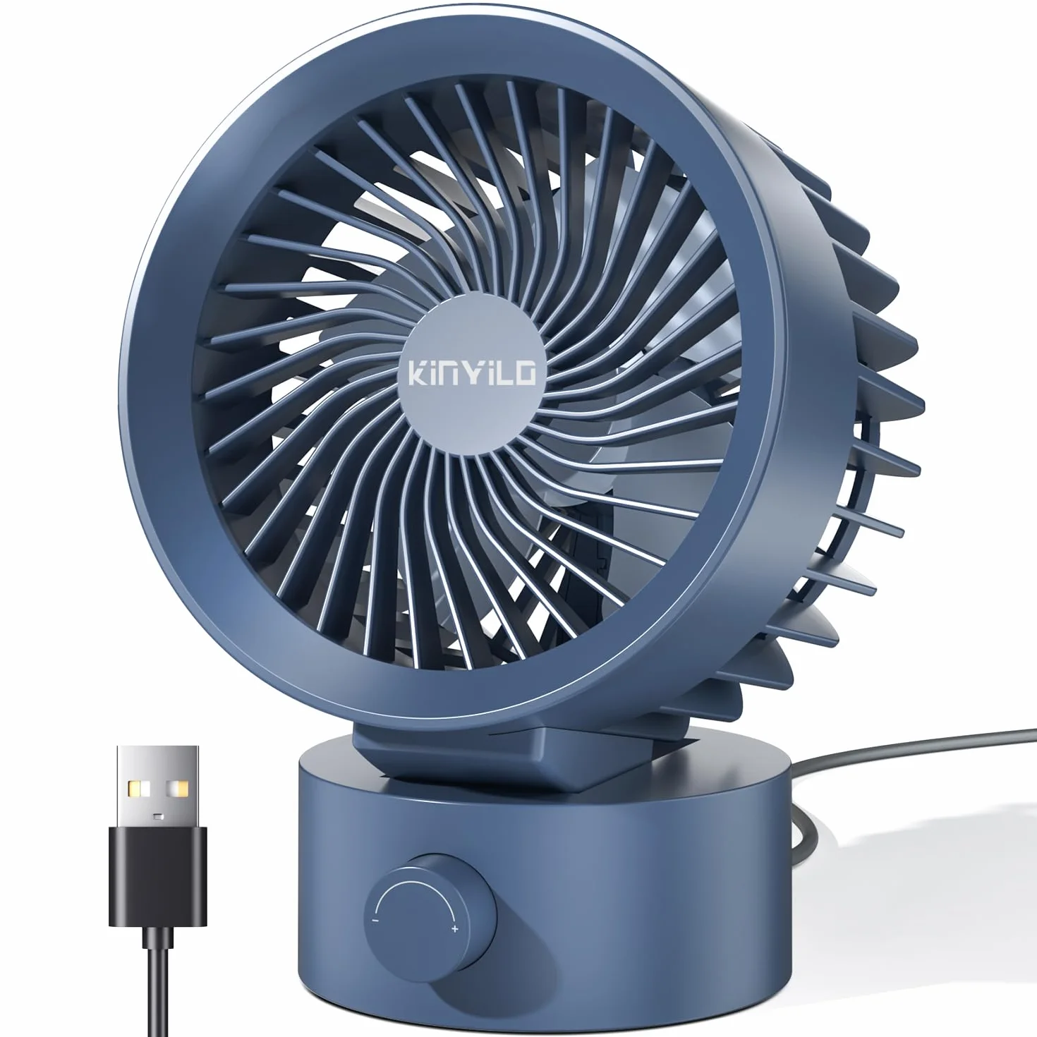 USB Desk Fan Small Quiet, Stepless Speed Flexible Adjust Mini Fans for Home Office Dorm Desktop, Portable Travel Fan Personal Cooling, Plug In USB Powered, Blue