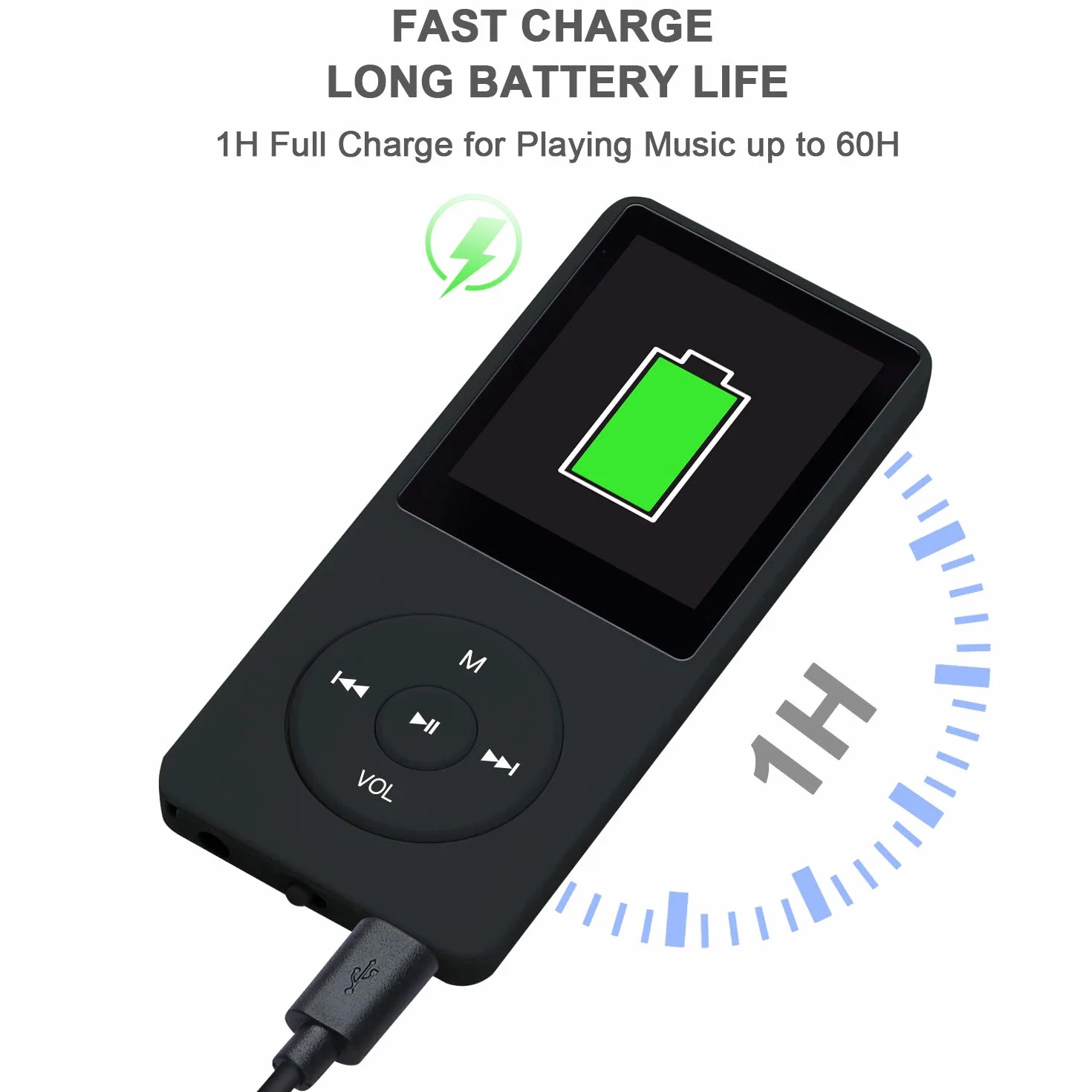 Przenośny odtwarzacz MP3 Hi-Fi 8GB obsługa SD do 64GB 70h odtwarzania bezstratny dźwięk czarny