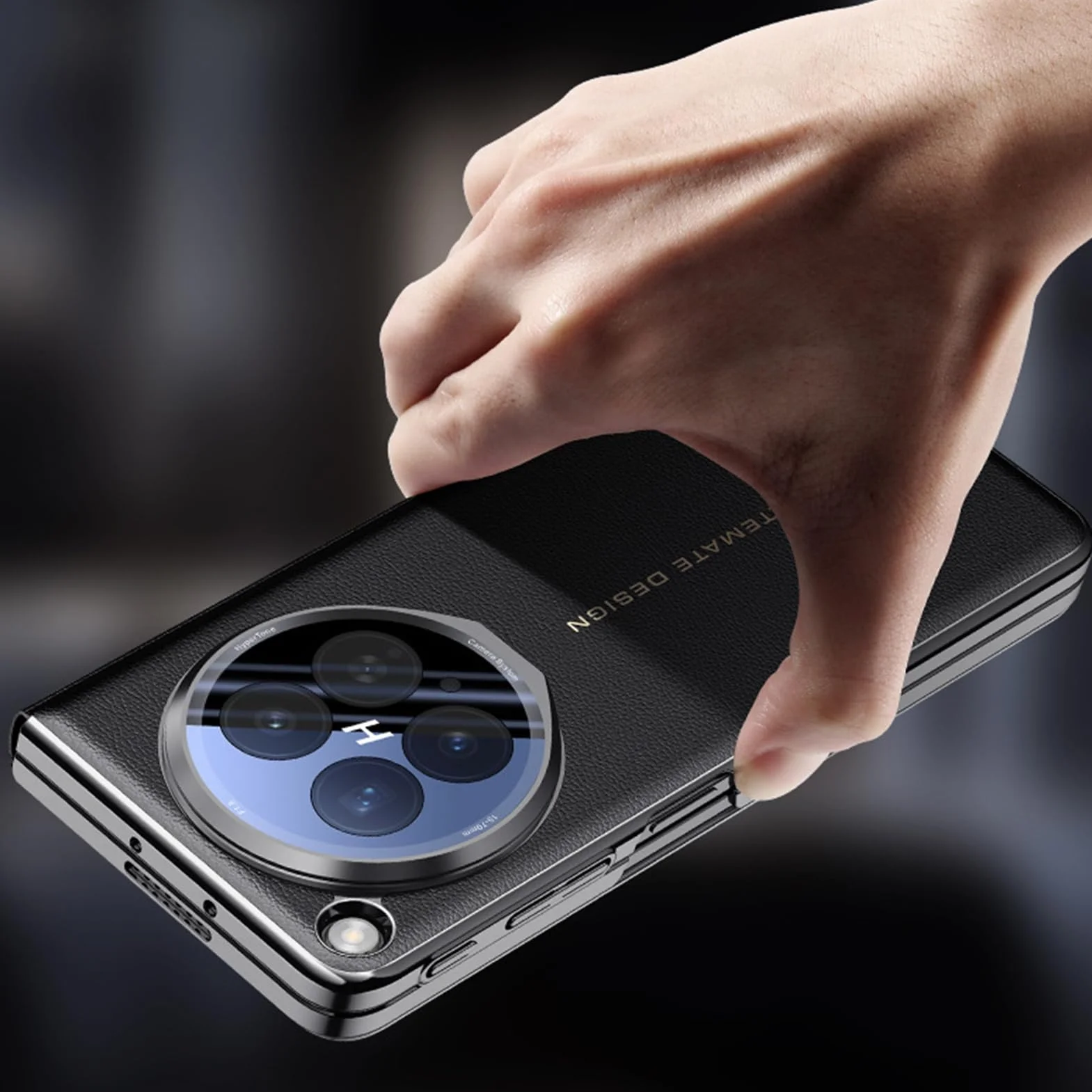 Skórzane etui z klapką do OPPO Find N6, ochrona obiektywu z klapką obudowa pozłacana krawędź antywstrząsowa luksusowa obudowa, czarna, N6