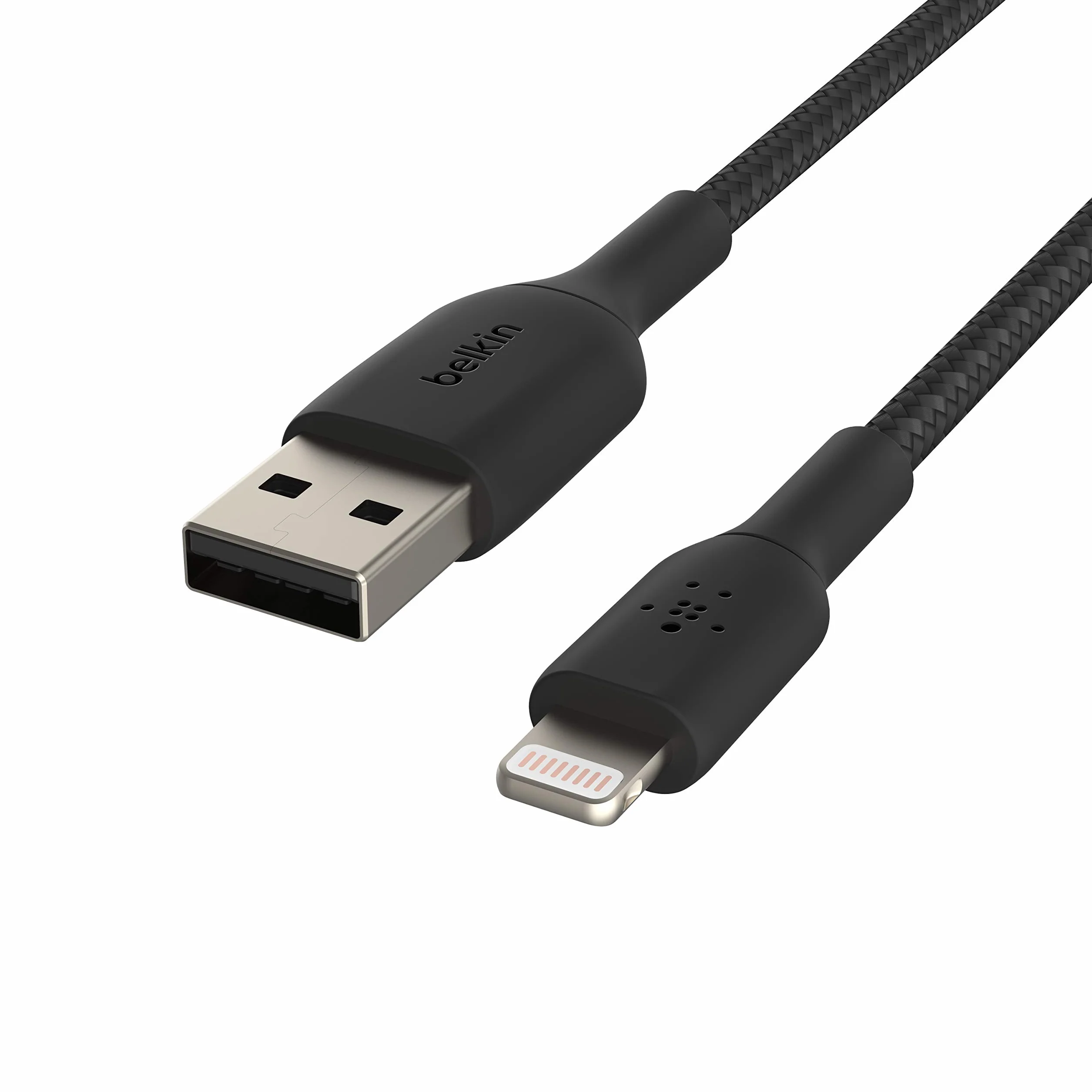 Belkin pleciony kabel Lightning (Boost Charge Lightning/kabel USB do iPhone'a, iPada, AirPods) kabel do ładowania iPhone'a z certyfikatem MFi, pleciony kabel Lightning na USB-A, (1 m, czarny)