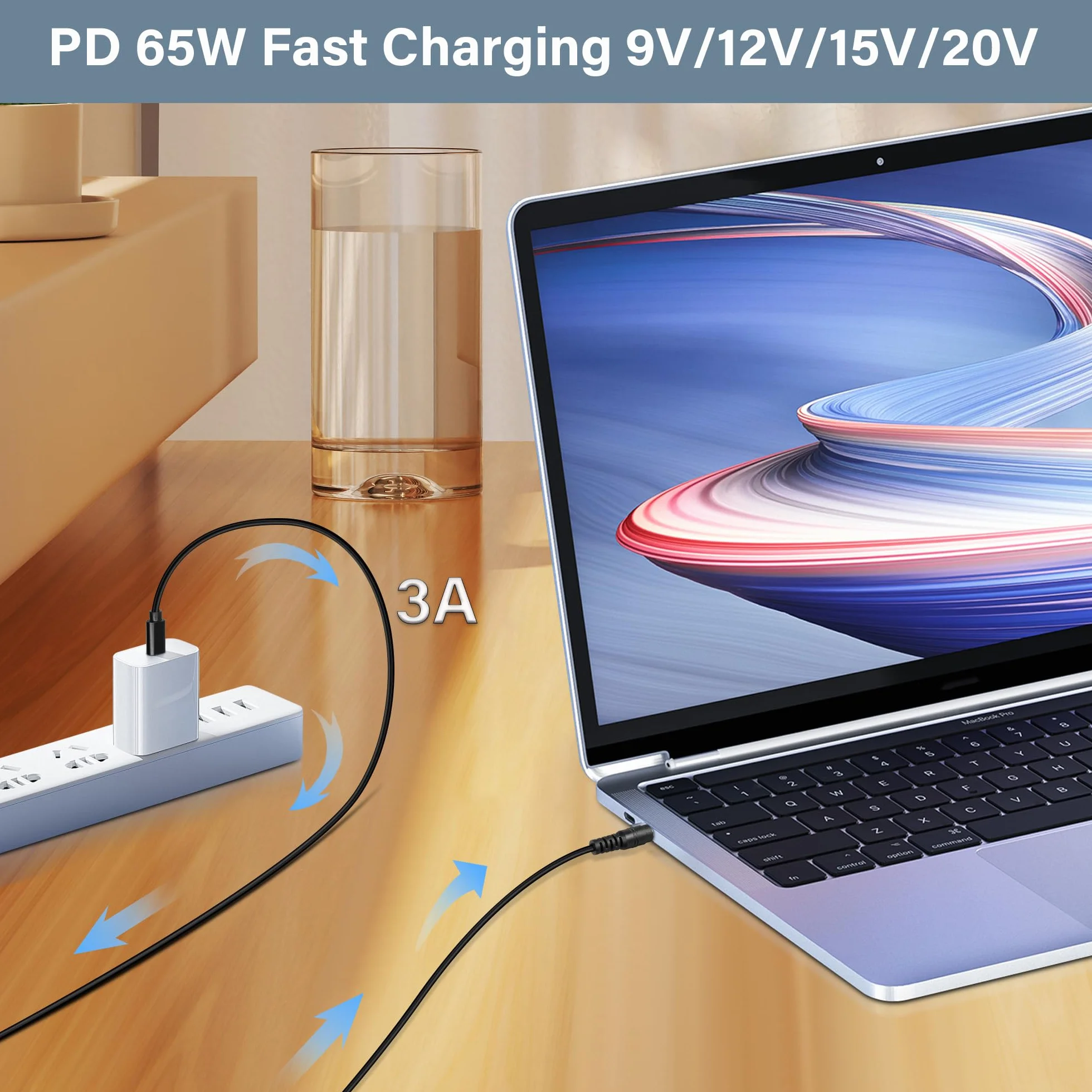 GINTOOYUN Kabel do ładowania USB typu C na DC 9 V, wejście USB-C męskie do DC5,5 x 2,5 mm, wtyczka kabel do ładowania, do routera, CCTV itp. (12 V)
