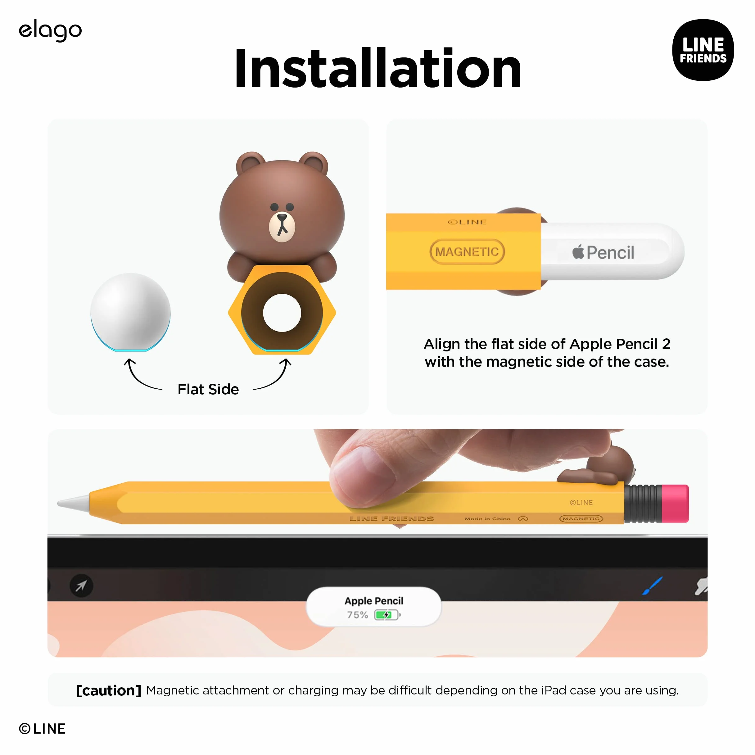 elago LINE Friends piórnik Apple Pencil 2 generacji silikonowy pokrowiec ochronny brązowy
