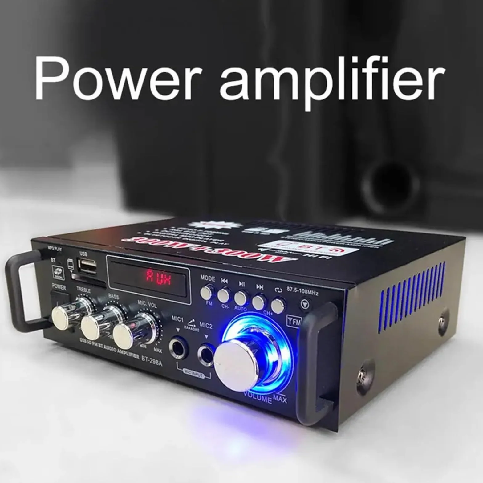 Wzmacniacz audio stereo BT-298A Domowy wzmacniacz mocy Praktyczny wyświetlacz ciekłokrystaliczny 2 kanały 12 V/220 V 600 W HiFi Zgodny z 5.0 Wzmacniacz audio rozszerzony zasięg transmisji