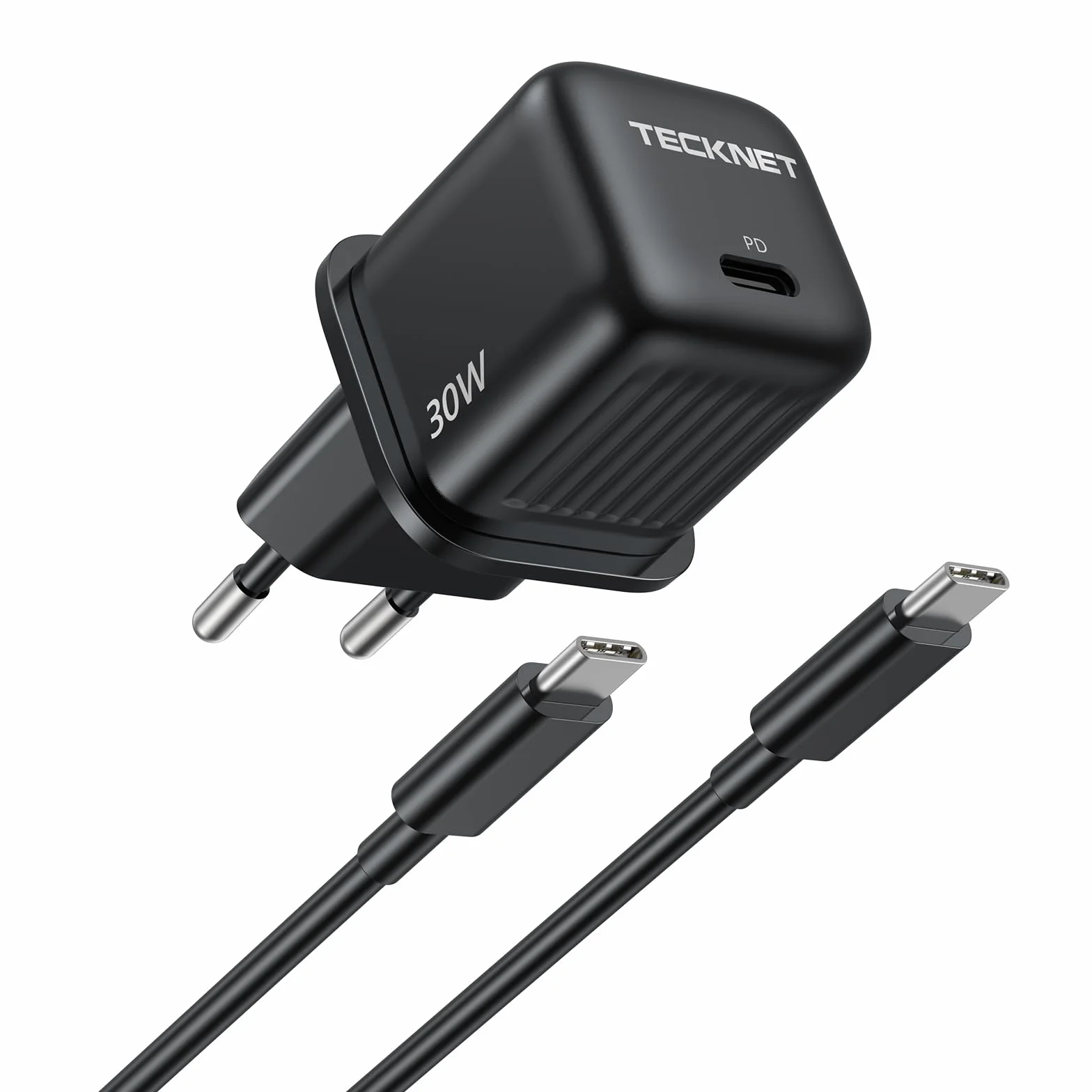 TECKNET 30W ładowarka USB C PD 3.0 GaN III kabel 2M typu C